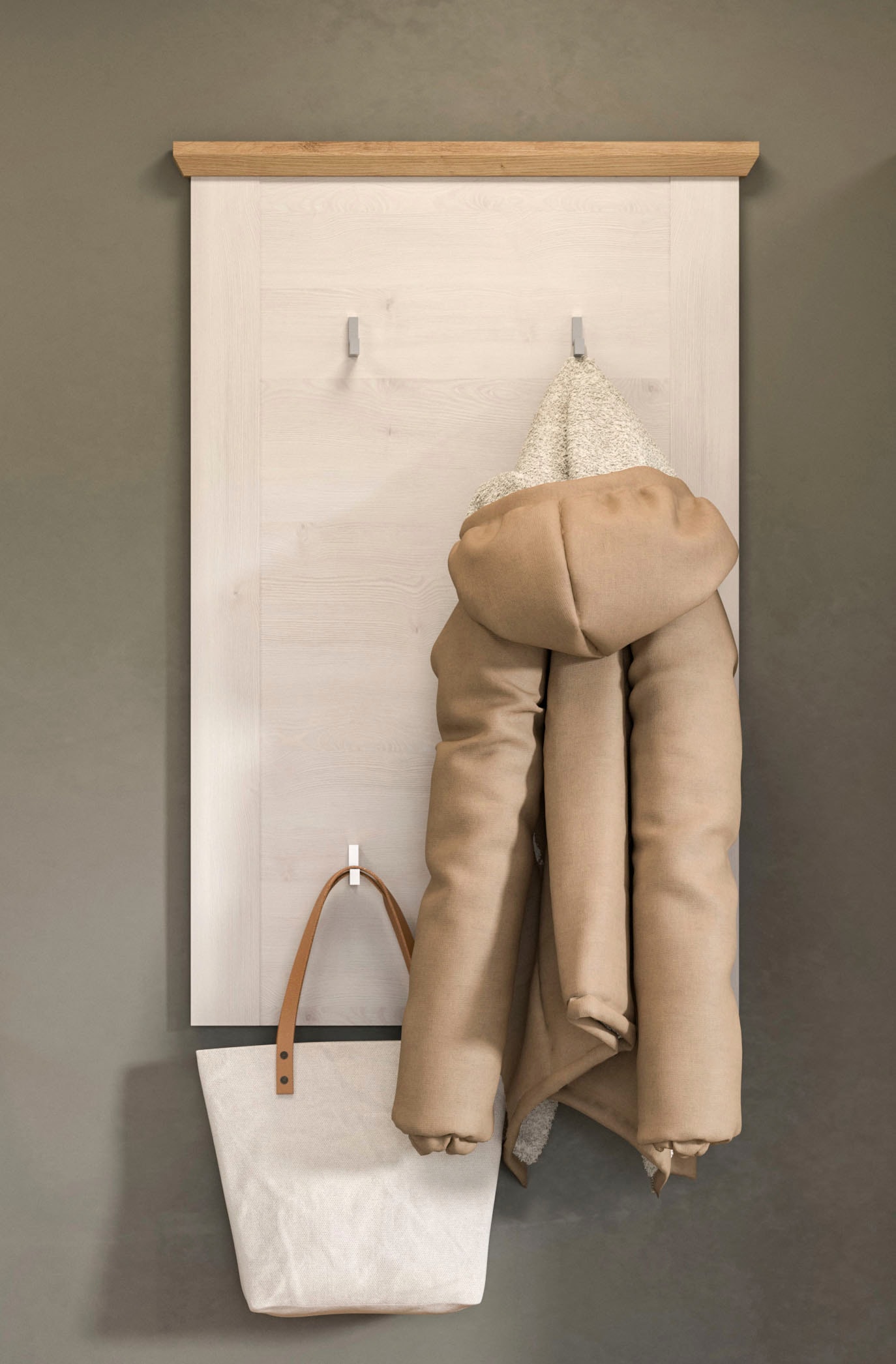 Image of Home affaire Garderobenpaneel "COSENZA, Höhe 103 cm, 5 Garderobenhaken, 2-farbig" in Landhausoptik, Wandpaneel, Paneel, Wandhaken
