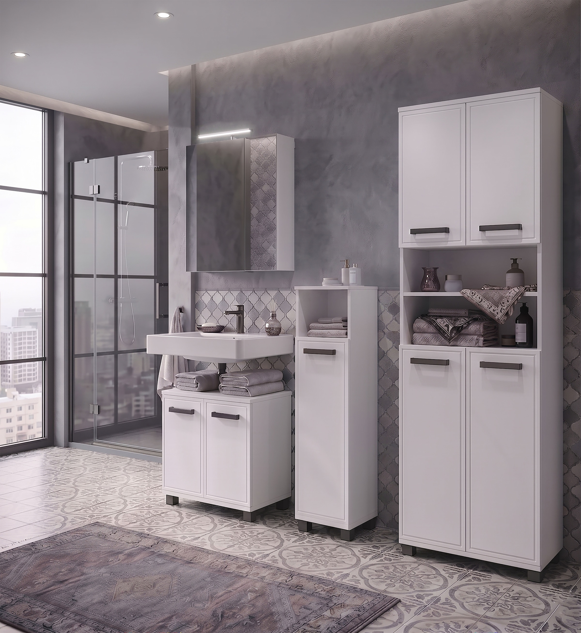 Schildmeyer Armoire intermédiaire »ADANA Unterschrank, Höhe 110 ,5 cm, 1 Tür, MADE IN GERMANY« 1 cuis tlg. Façades MDF formées par thermoformage - embossage du cadre tout autour, FABRIQUÉ EN ALLEMAGNE