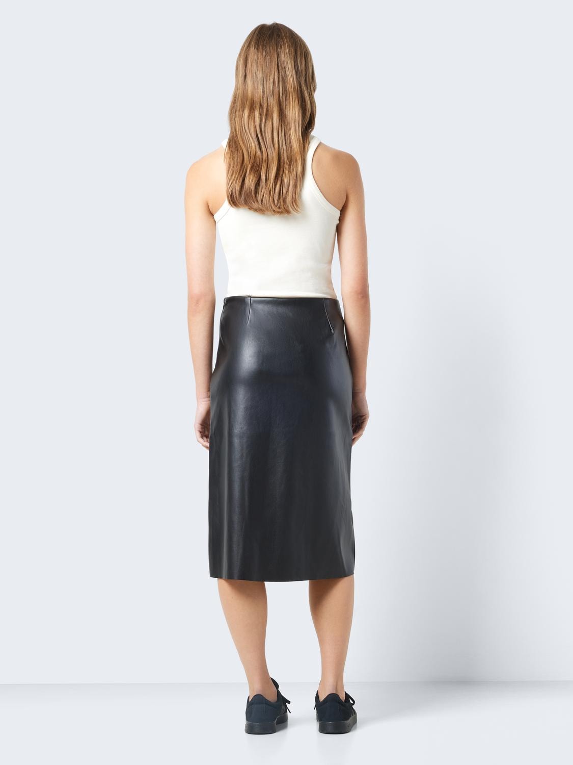 Noisy may Lederimitatrock »NMCLARA HW SLIT MIDI LENGTH SKIRT«