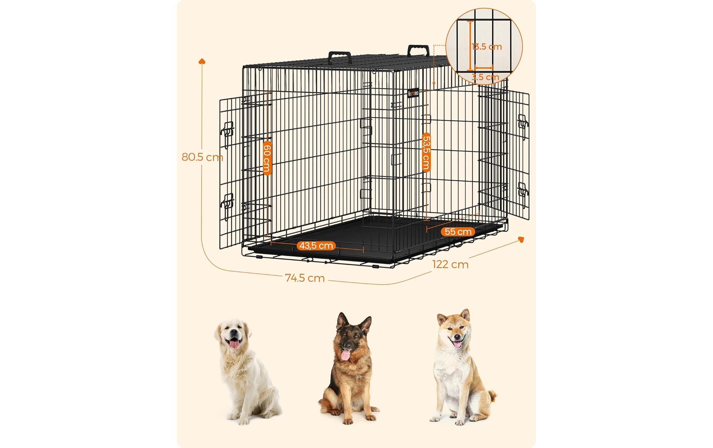 FEANDREA Tiertransportbox »für Hunde 122 x 74.5 x 80.5 cm«