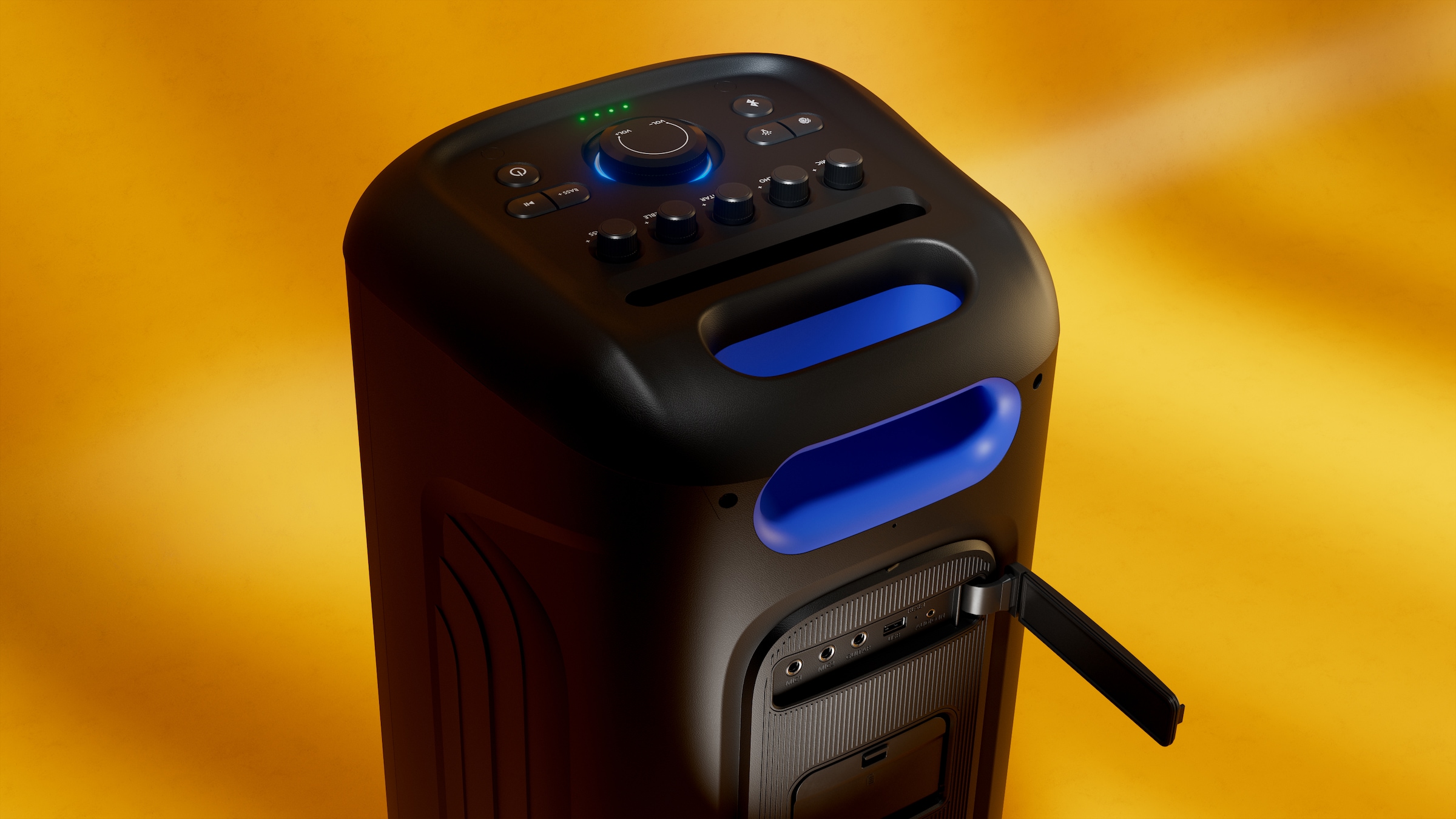 Philips Party-Lautsprecher »TAX5000E« Stereo (Bluetooth Bass- und Lautstärkeregelung | Beleuchtungseffekte | Extra Bass | Kabellos | Karaoke-fähig | Lautstärkeanpassung | Sprachsteuerung über das Smartphone | USB-Aufnahme 100 W)