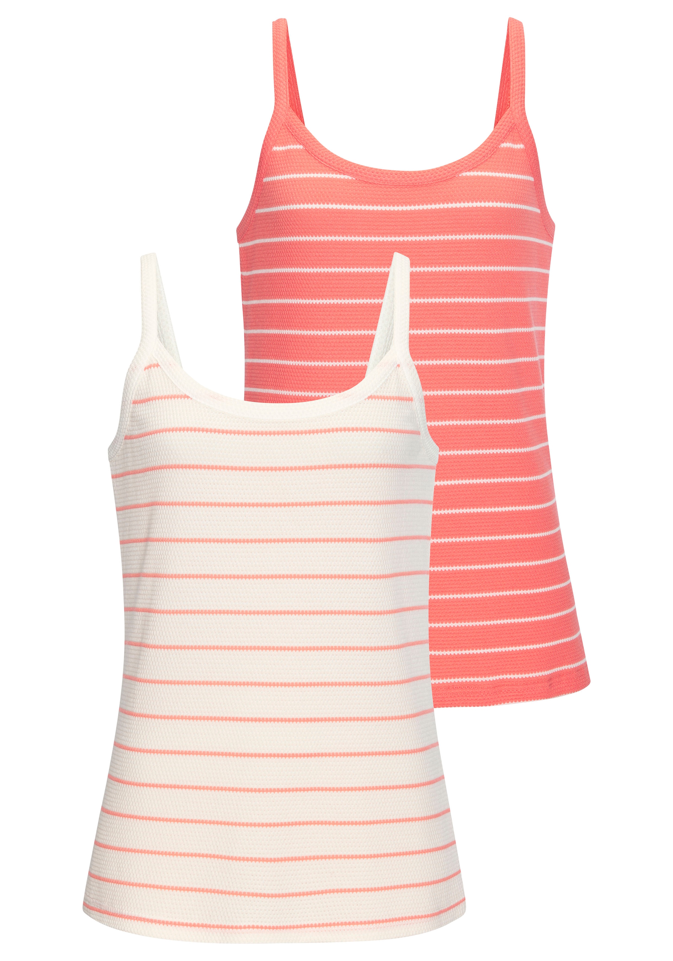 Image of Vivance Trägertop "mit modischer Streifenstruktur" 2er-Pack, aus strukturiertem Jersey in Streifenoptik