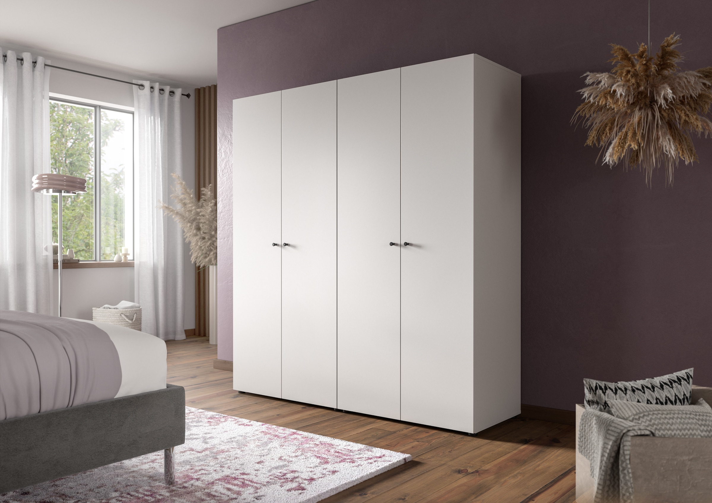 Home affaire Kleiderschrank »BILLINGS, TOPSELLER!, Schlafzimmerschrank, Schrank, Garderobenschrank« OTTO BESTSELLER, Garderobe & Schlafzimmer,  Breite 160cm, weiss, 4-türig, inkl. 2 Kleiderstangen und 2 Ablageböden