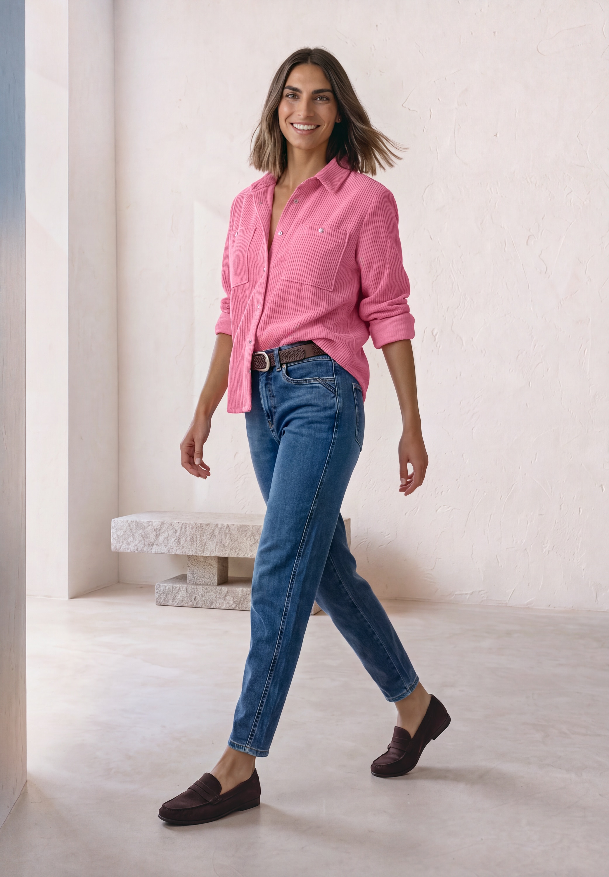 STREET ONE Langarmbluse Overshirt in Cord-Qualität / Hemdkragen