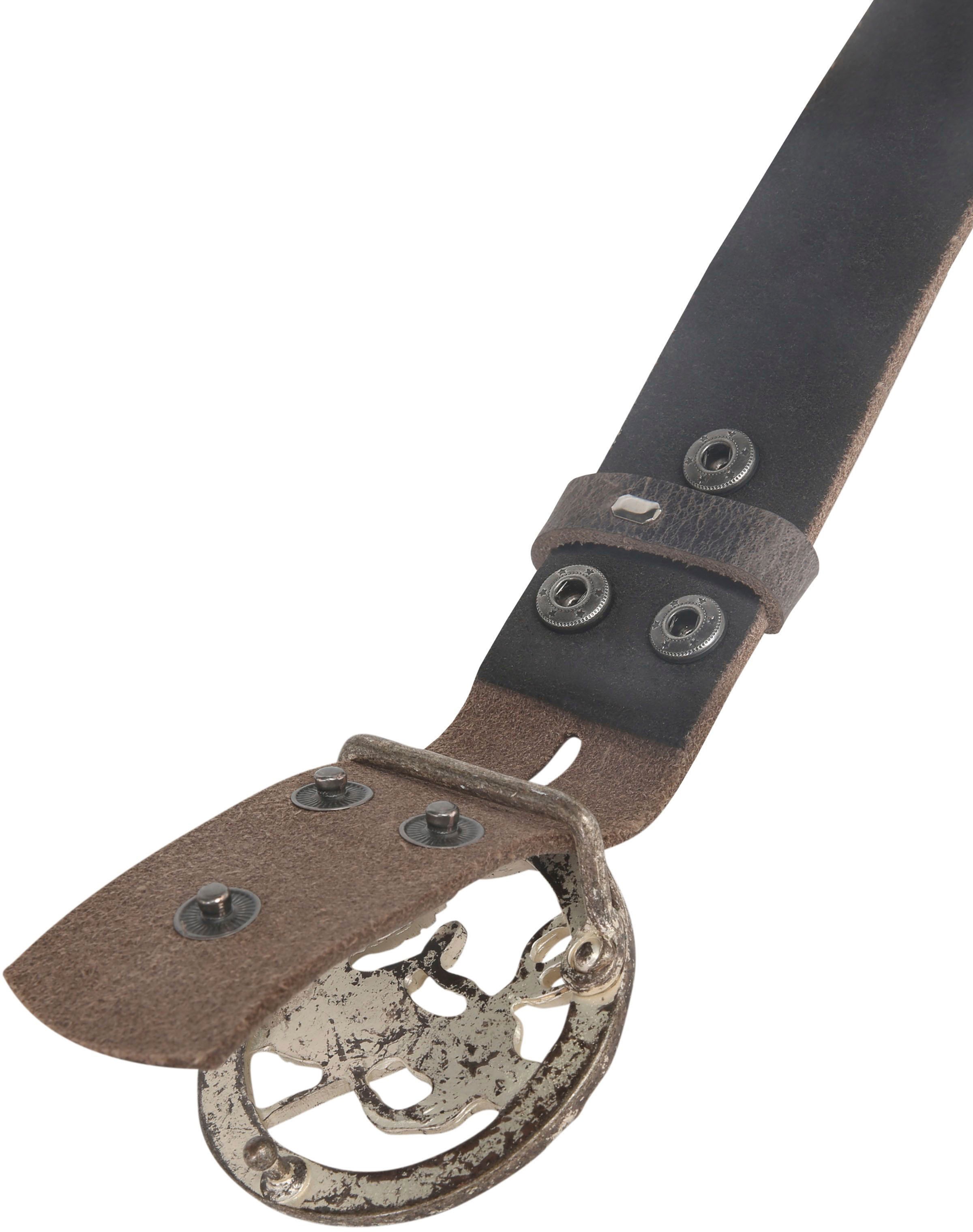 Rettungsring Gürtel Ceinture en cuir mit Neptun-Koppelschliesse, Antik-Look