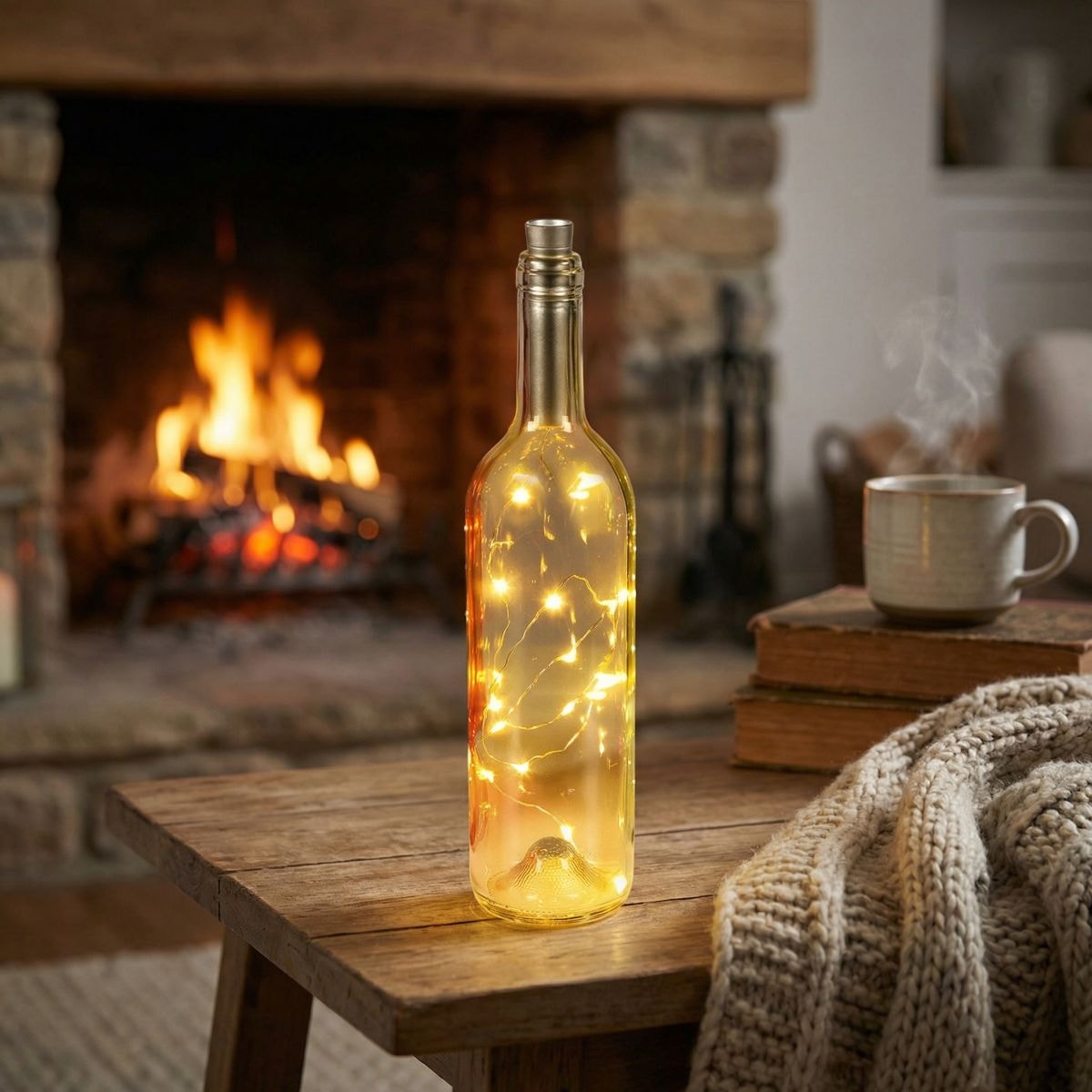 Ambiente Haus Lampe de table extérieure LED »Glasflasche mit LED-Licht 31cm« 1 cuis blanc chaud