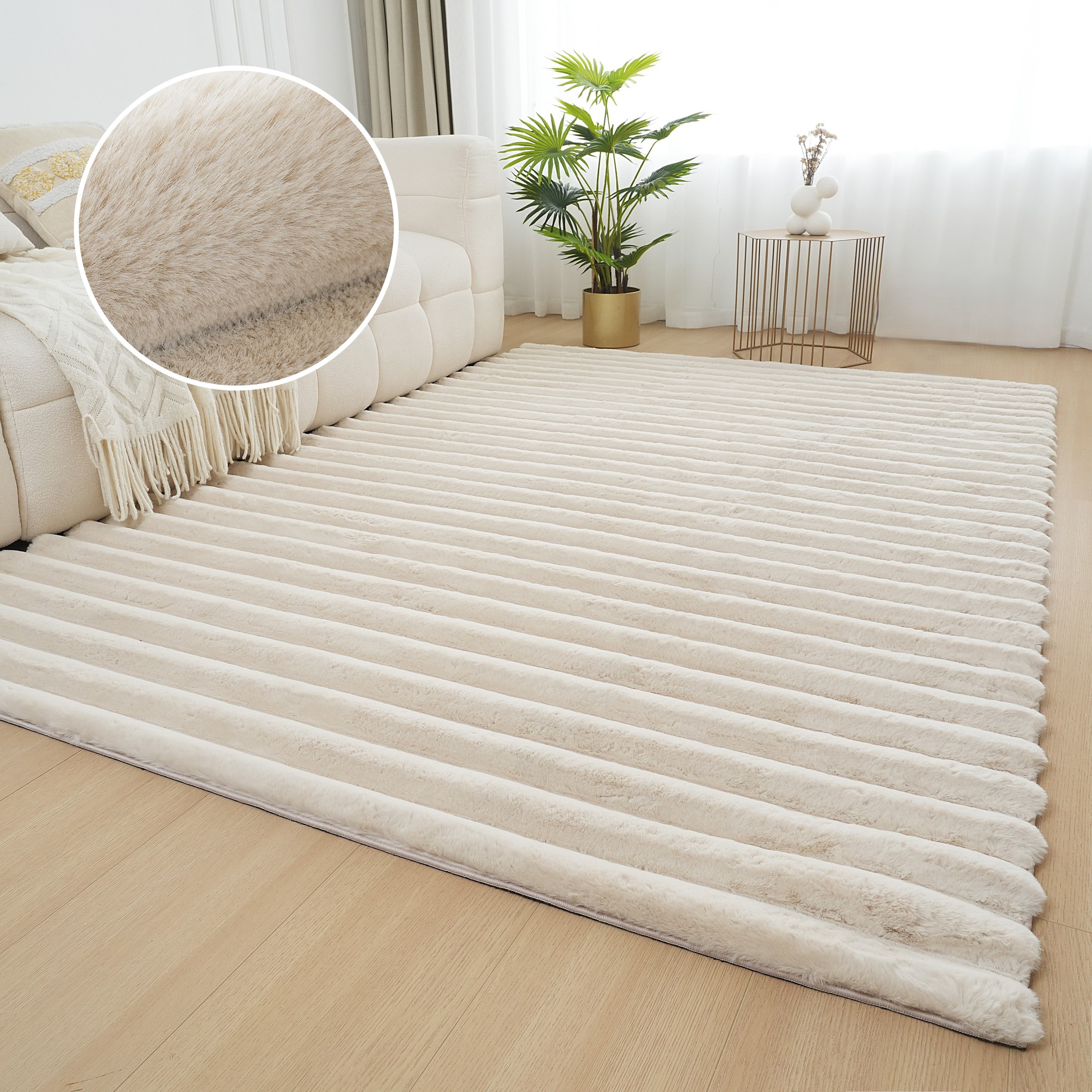 Image of GOODproduct Teppich "Melanie, Kunstfellteppich, besonders weich, Hoch-Tief-Effekt" rechteckig 28 mm Höhe Kaninchenfell Optik, Wohnzimmer, Schlafzimmer, auch als Läufer
