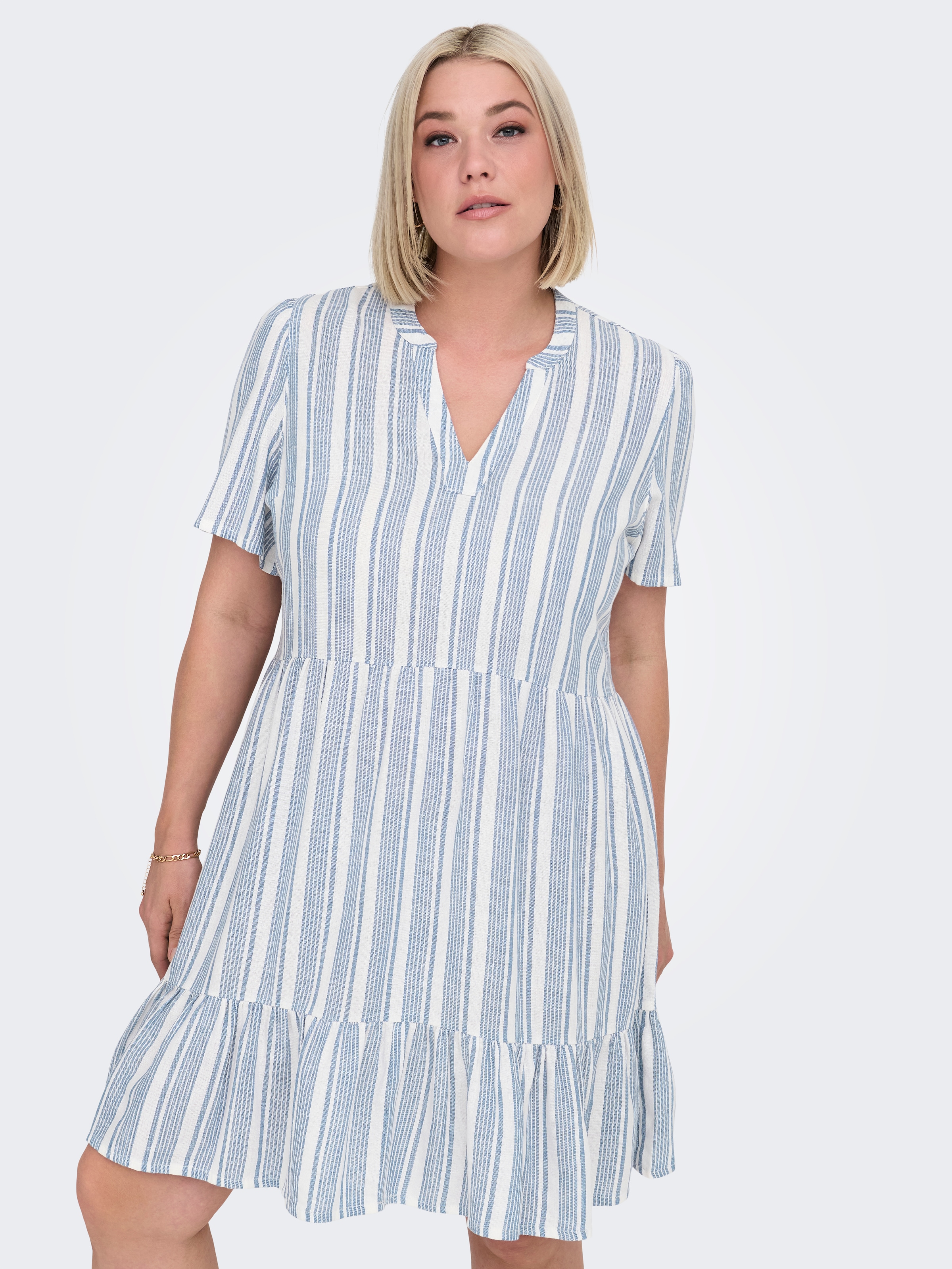 Image of ONLY CARMAKOMA Minikleid "CARTIRI-CARO S/S V-NECK LIN DRESS TLR" Sommerkleid