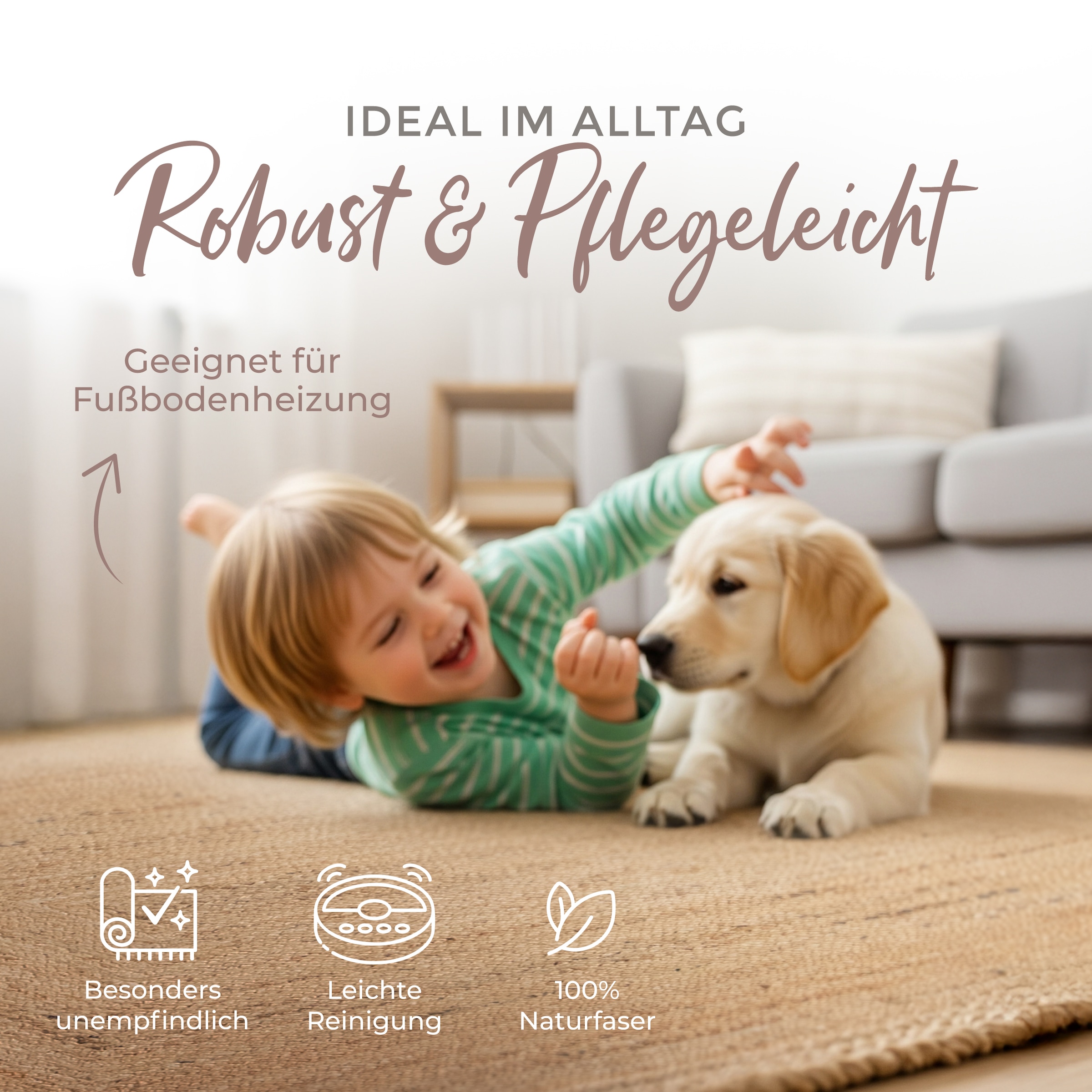 carpetfine Teppich »Nele Juteteppich Naturfaser« rechteckig 6 mm Höhe geflochtener Wendeteppich aus 100% Jute, quadratisch und als Läufer