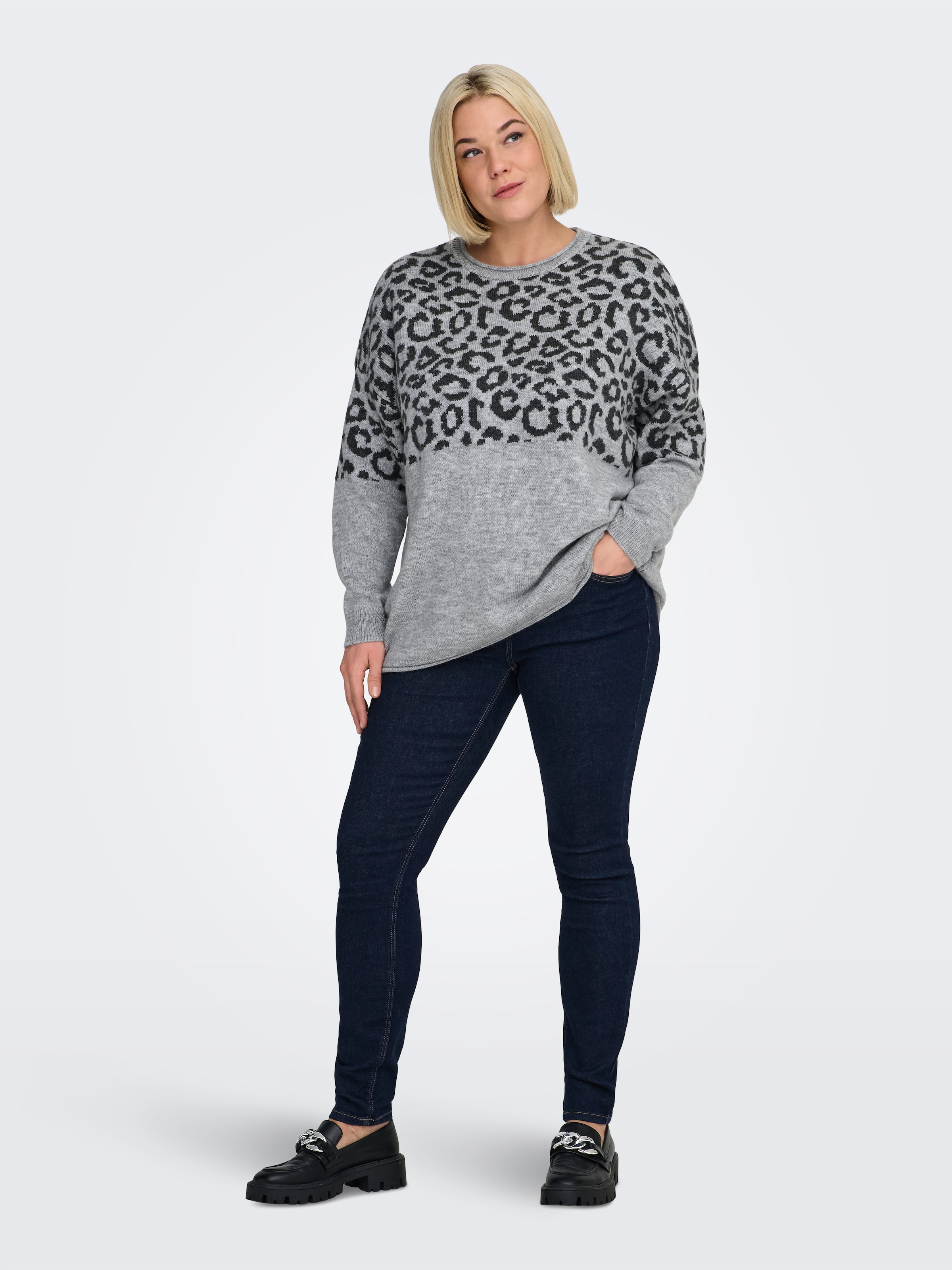 ONLY CARMAKOMA Pull à col rond »CARJADE ZEBRA L/S O-NECK KNT«