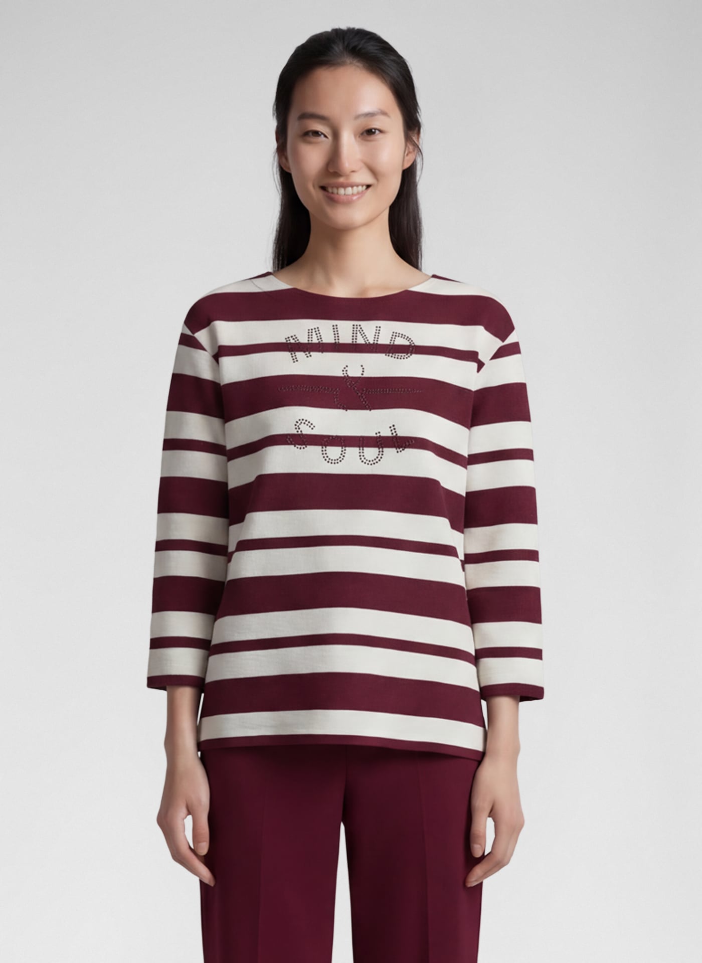 Image of Rabe 3/4-Arm-Shirt im Streifen-Design und mit Glitzersteinen