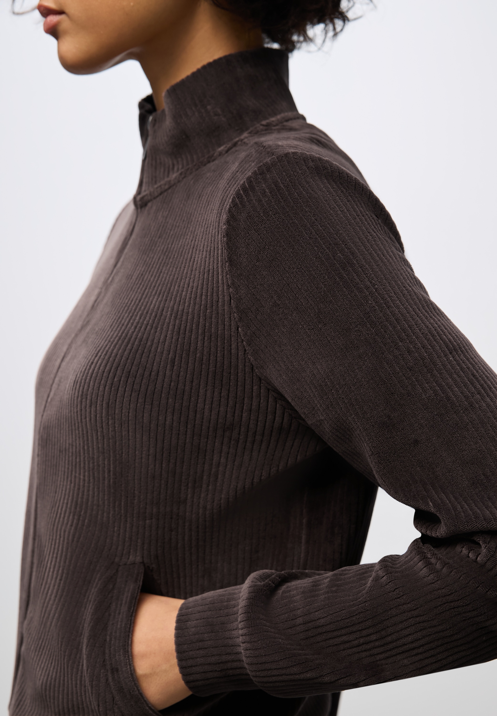STREET ONE Sweatjacke, Cord, mit elastischem Saum und Reissverschluss