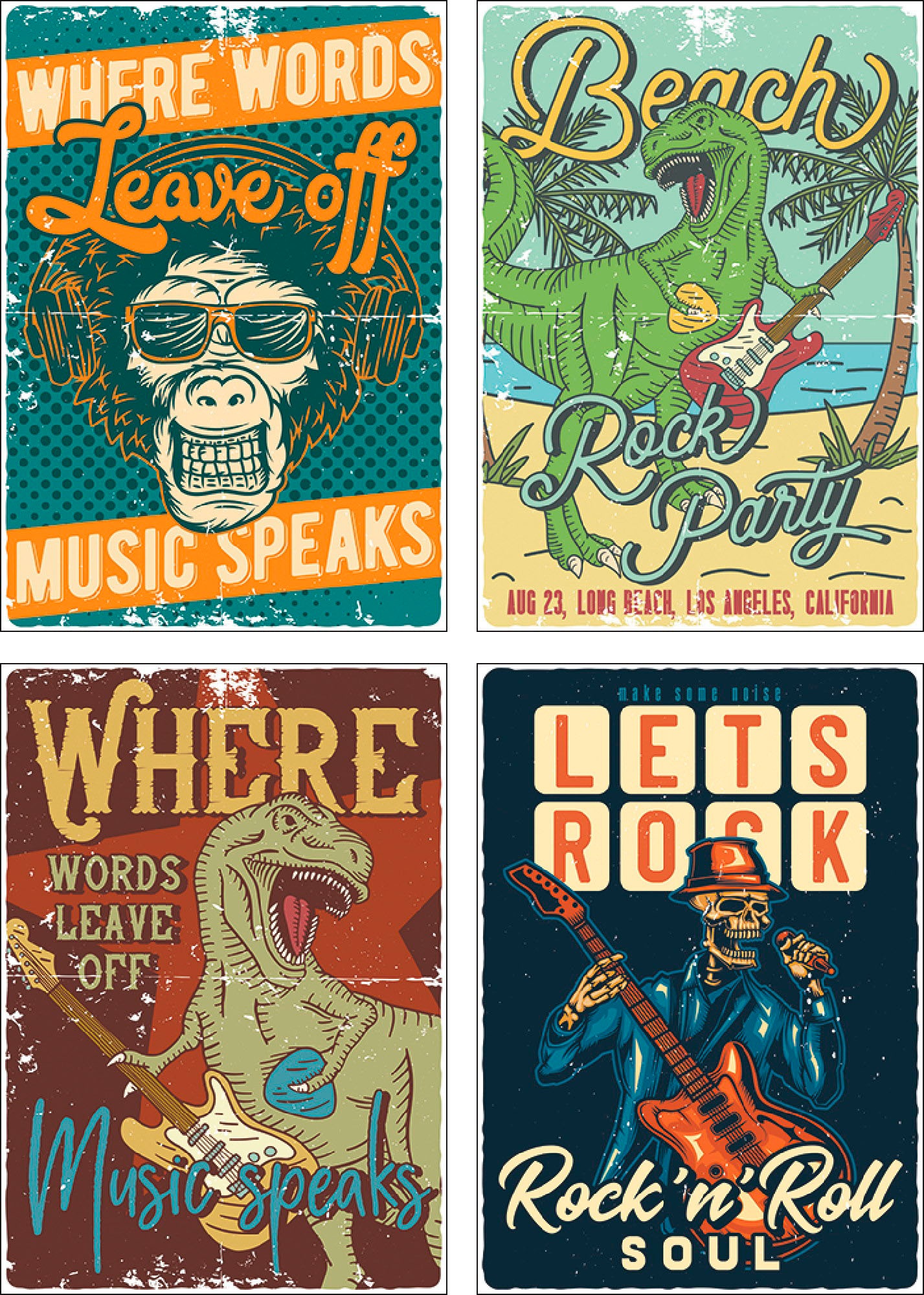 Image of Artland Poster »Musik spricht«, Sprüche & Texte, (4 St.), Poster, Wandbild, Bild, Wandposter bei Ackermann Versand Schweiz