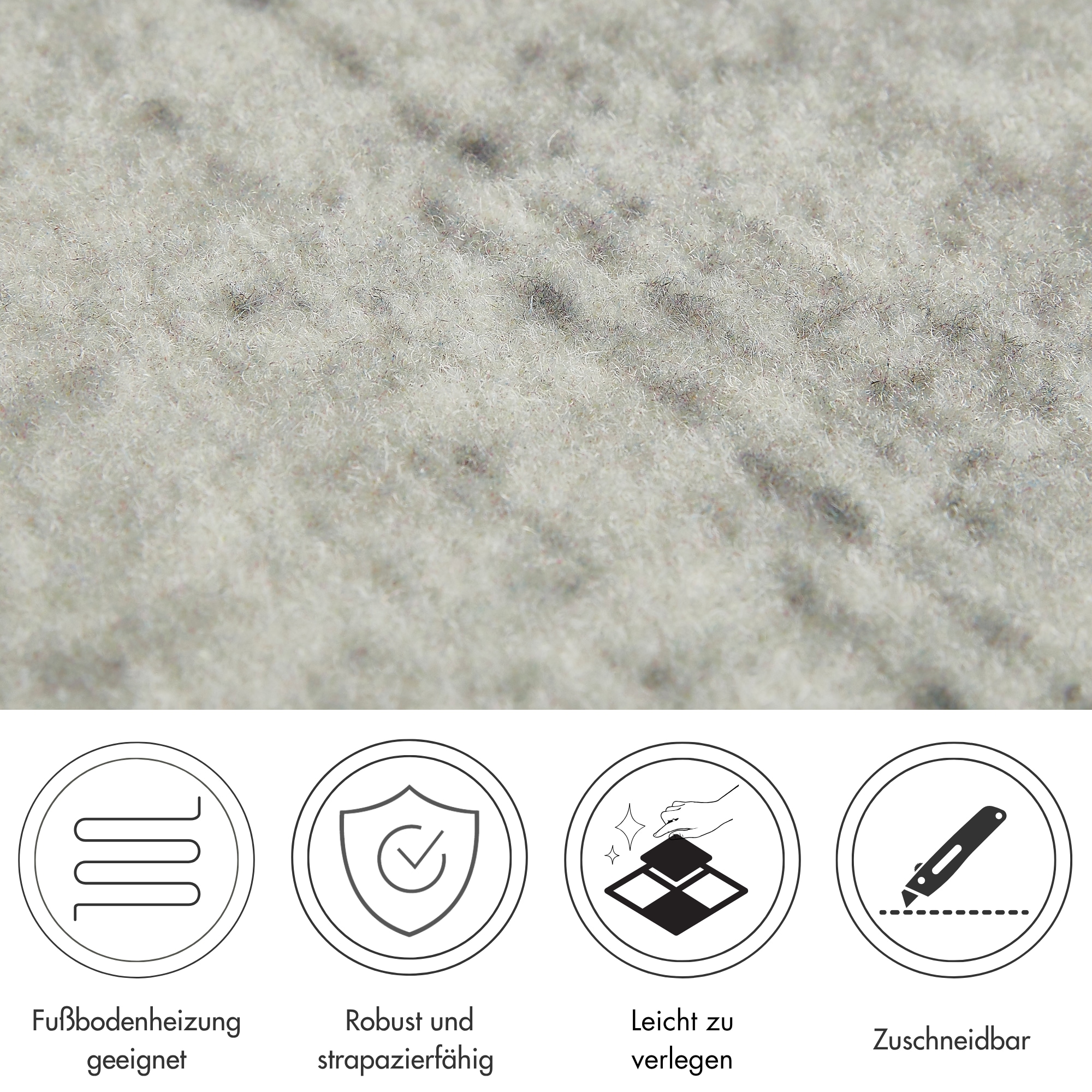 Andiamo Teppichfliese »Paris Nadelfilz« quadratisch 4 mm Höhe 40x40 cm, selbstklebend, robust & strapazierfähig, 25 Stück (4 qm)