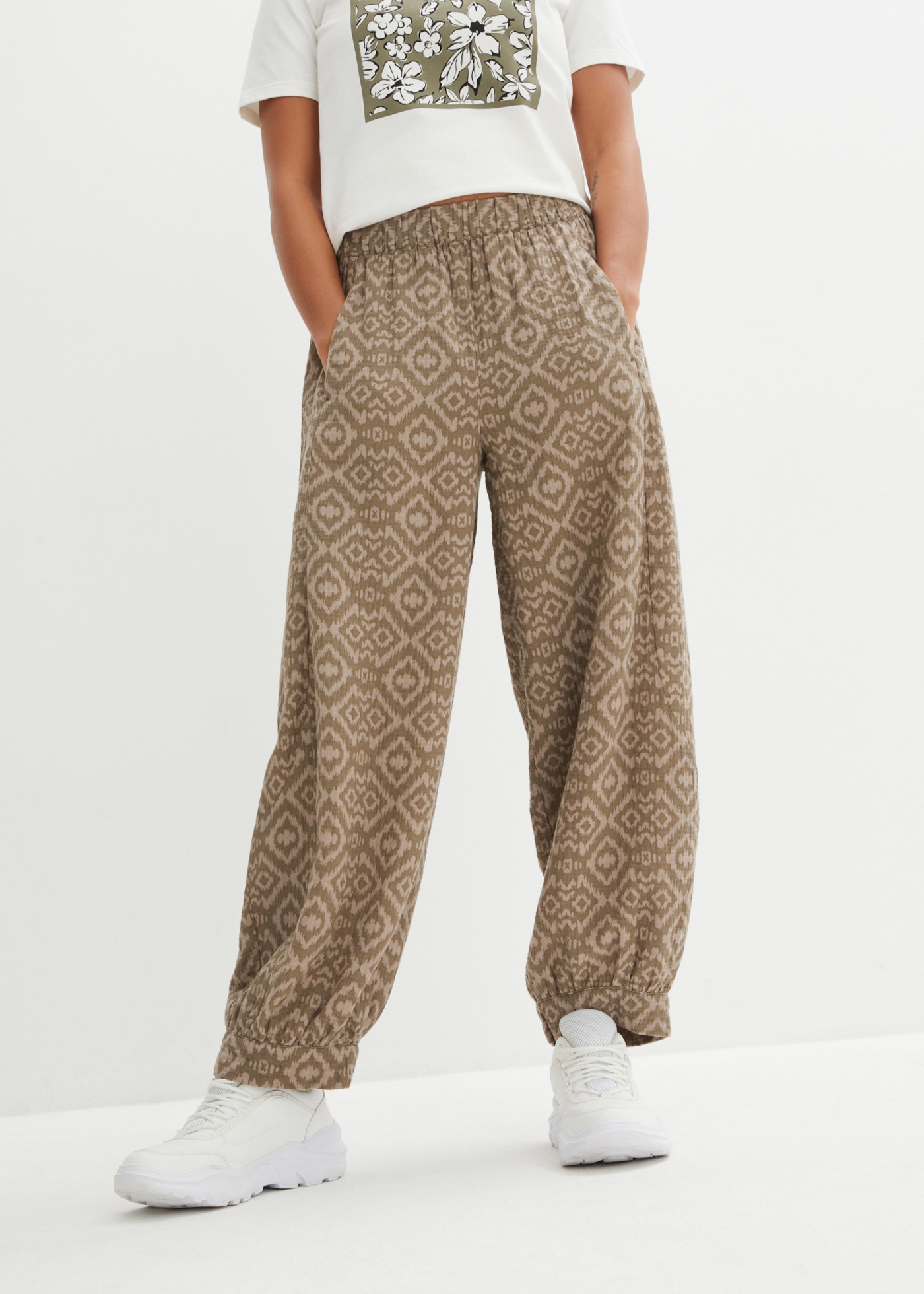 bonprix Pumphose  Loose Fit, weites Bein, aus reiner Baumwolle