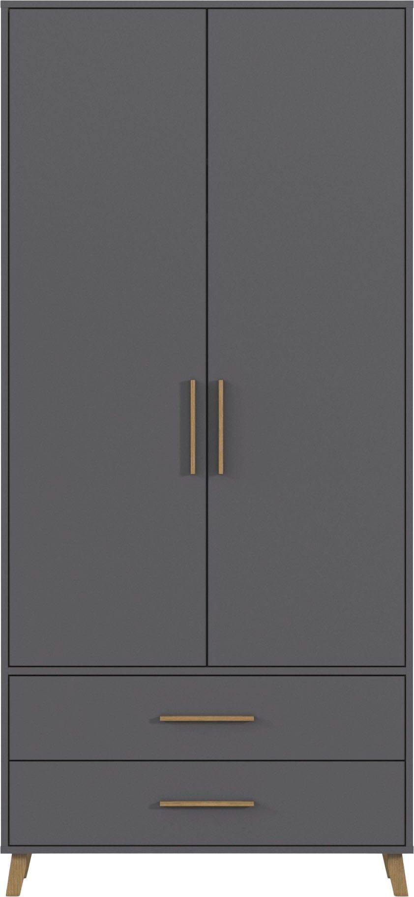 rauch »Kleiderschrank Schrank Garderobe SHINJO Breiten 93/140/187 cm« En 3 configurations différentes BASIC/CLASSIC/PREMIUM,  poignées et pieds en bois massif avec 2 tiroirs MADE IN GERMANY