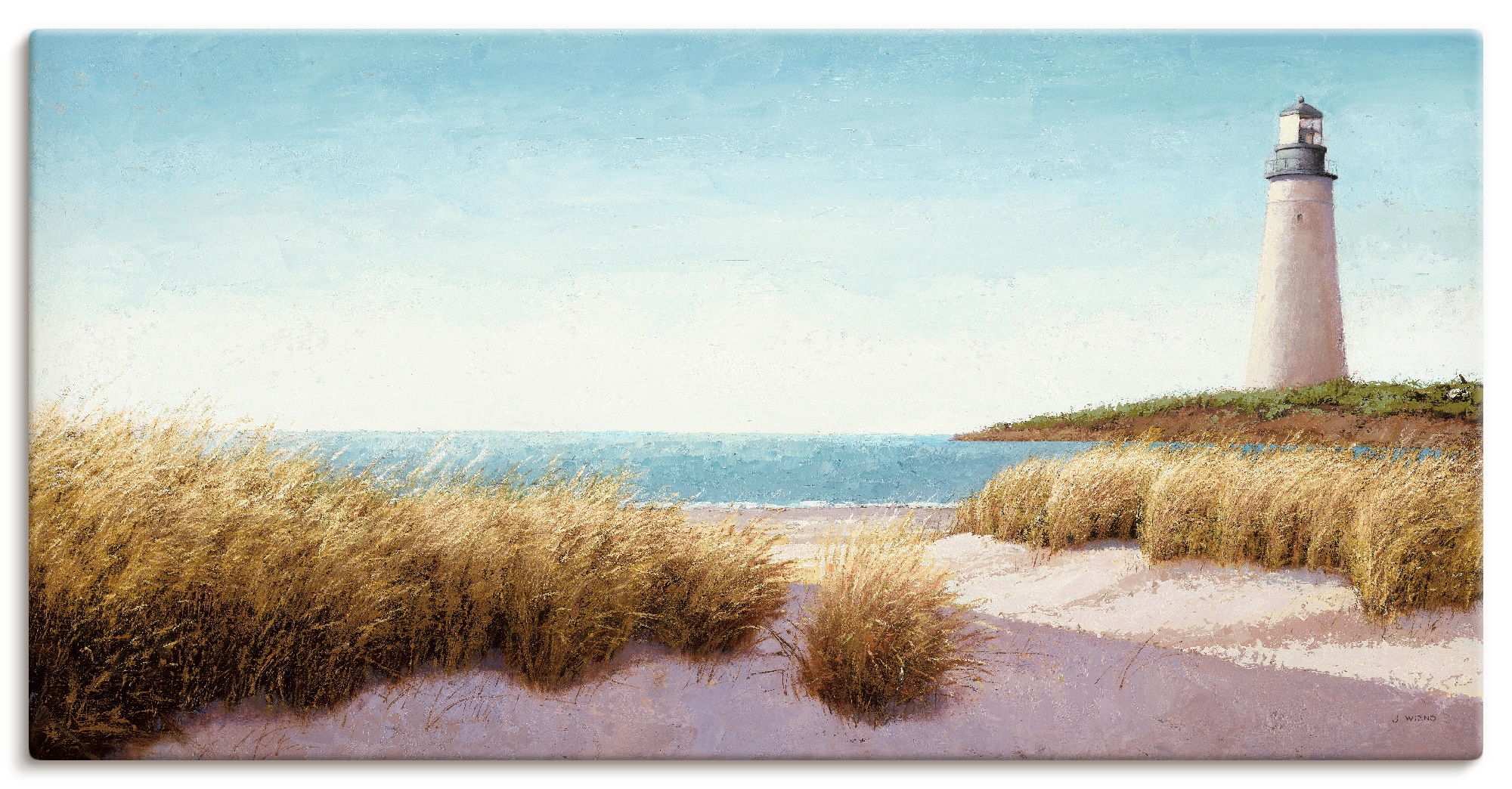 Image of Artland Leinwandbild "Leuchtturm am Meer" Gebäude 1 Stk. tlg. auf Holzrahmen gespannt