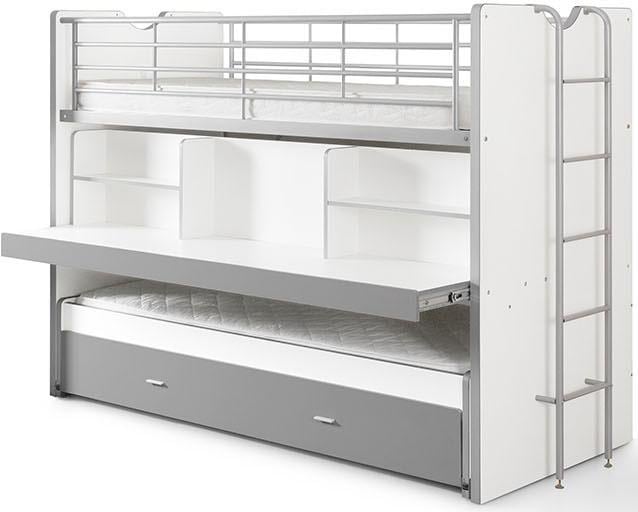 Vipack Hochbett »Bonny, mit 3 Schlafgelegenheiten, super praktisch im Kinderzimmer« B/H/T ca. 222x161x102cm, Dekor Oberfläche, in verschieden Farben,  mit grosser Schreibplatte, Regalfächern, viel Funktion auf kleinem Raum