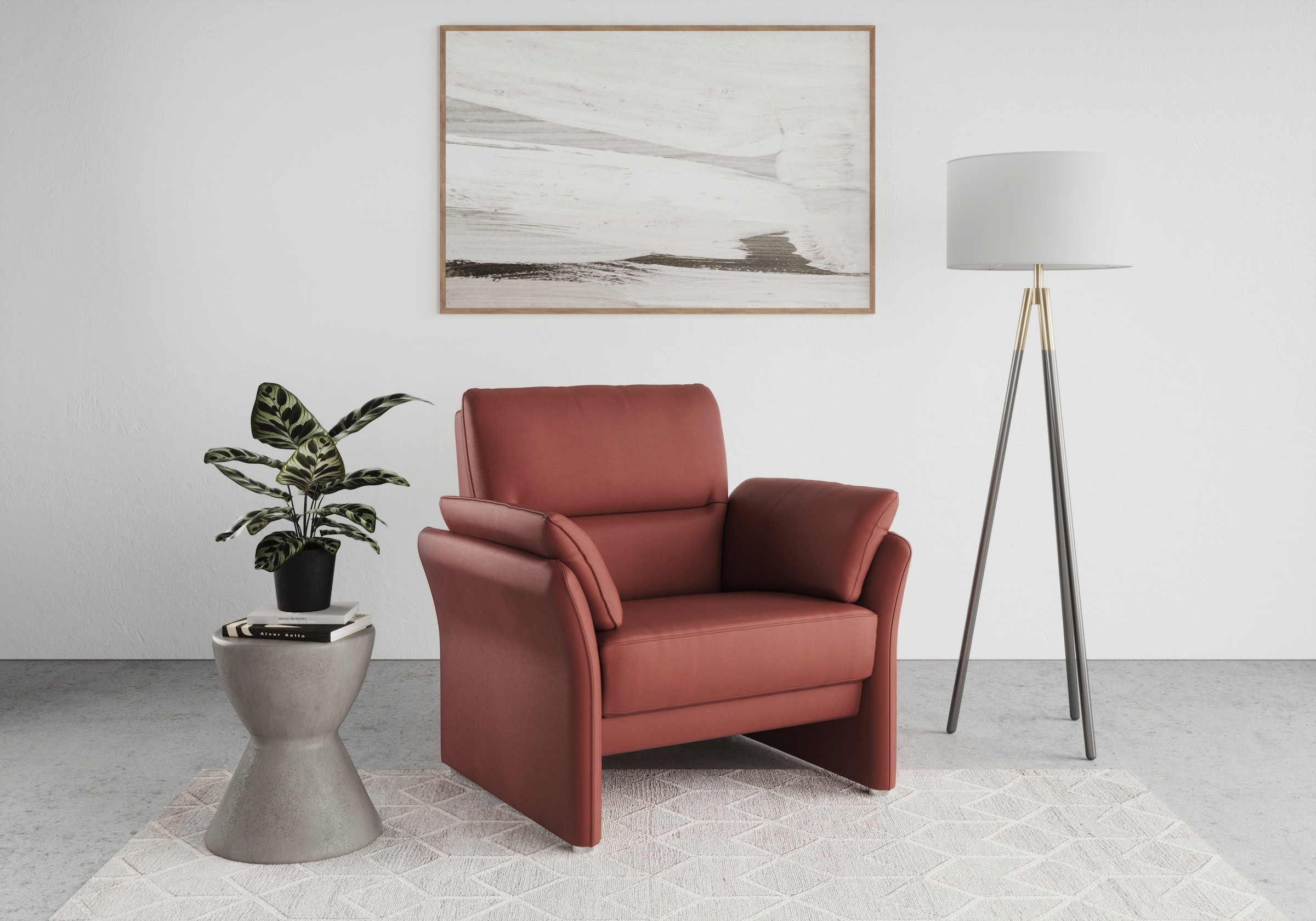 Image of DOMO collection Sessel "Pina elegant und zeitloser Clubsessel, bequemer Cocktailsessel" Hoher Sitzkomfort, Luxus-Microfaser Lederoptik, rot