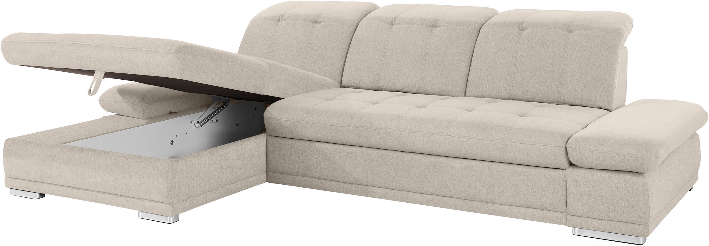 COTTA Ecksofa »Holiday L-Form mit Sitztiefen-, Armteil- und Kopfteilverstellung«, wahlweise mit Bettfunktion & Bettkasten