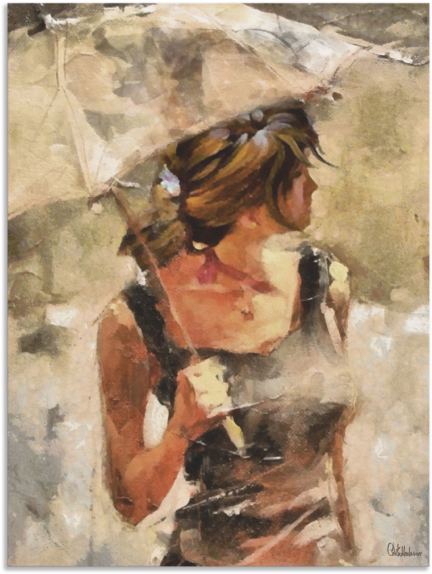 Image of Artland Wandbild »Lady mit Regenschirm«, Portrait, (1 St.), in vielen Grössen & Produktarten - Alubild / Outdoorbild für den Aussenbereich, Leinwandbild, Poster, Wandaufkleber / Wandtattoo auch für Badezimmer geeignet bei Ackermann Versand Schweiz