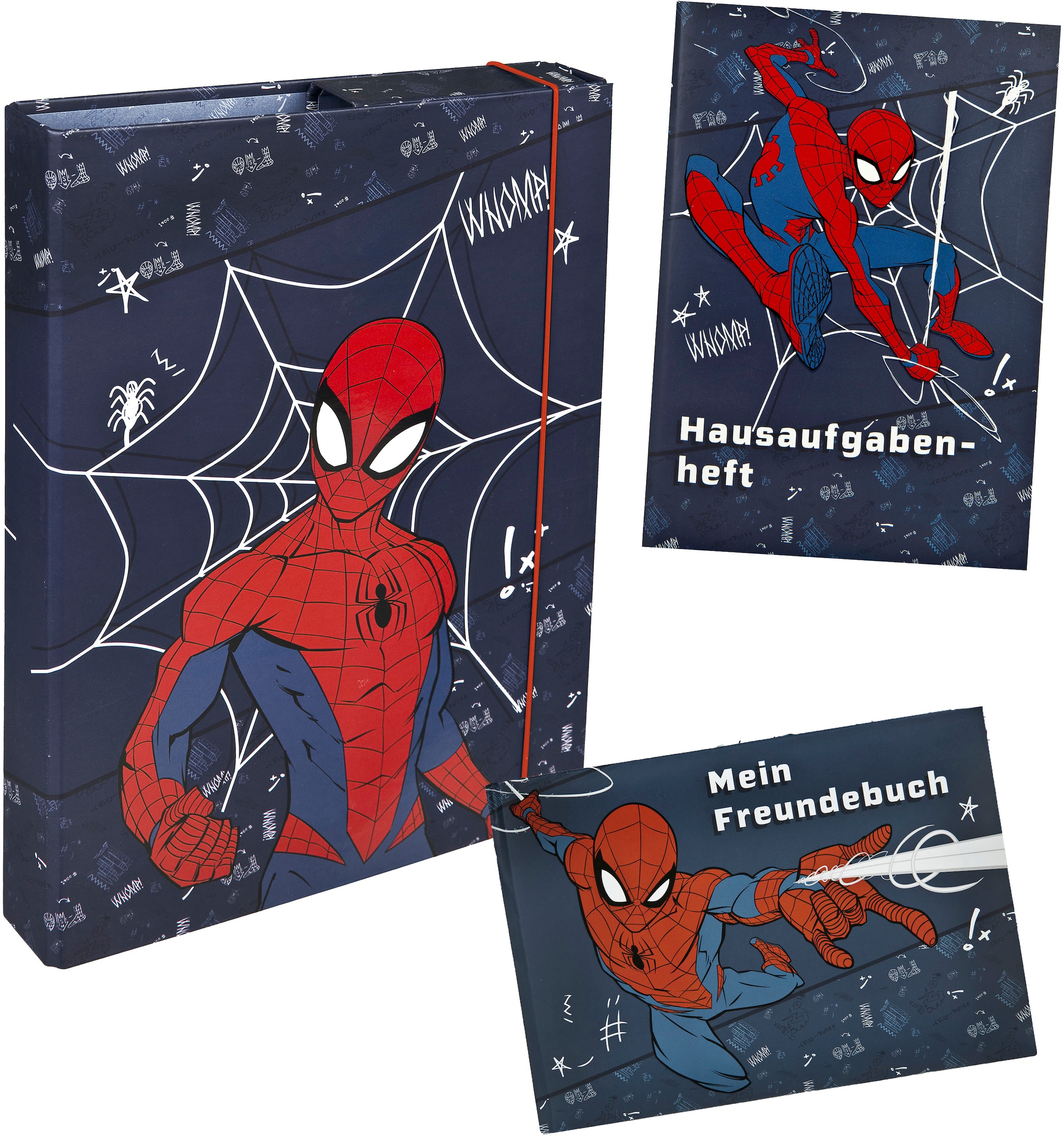 Scooli Buch »Spiderman«, (Set, 3 St.), bestehend aus Freundebuch, Heftbox und Aufgabenheft