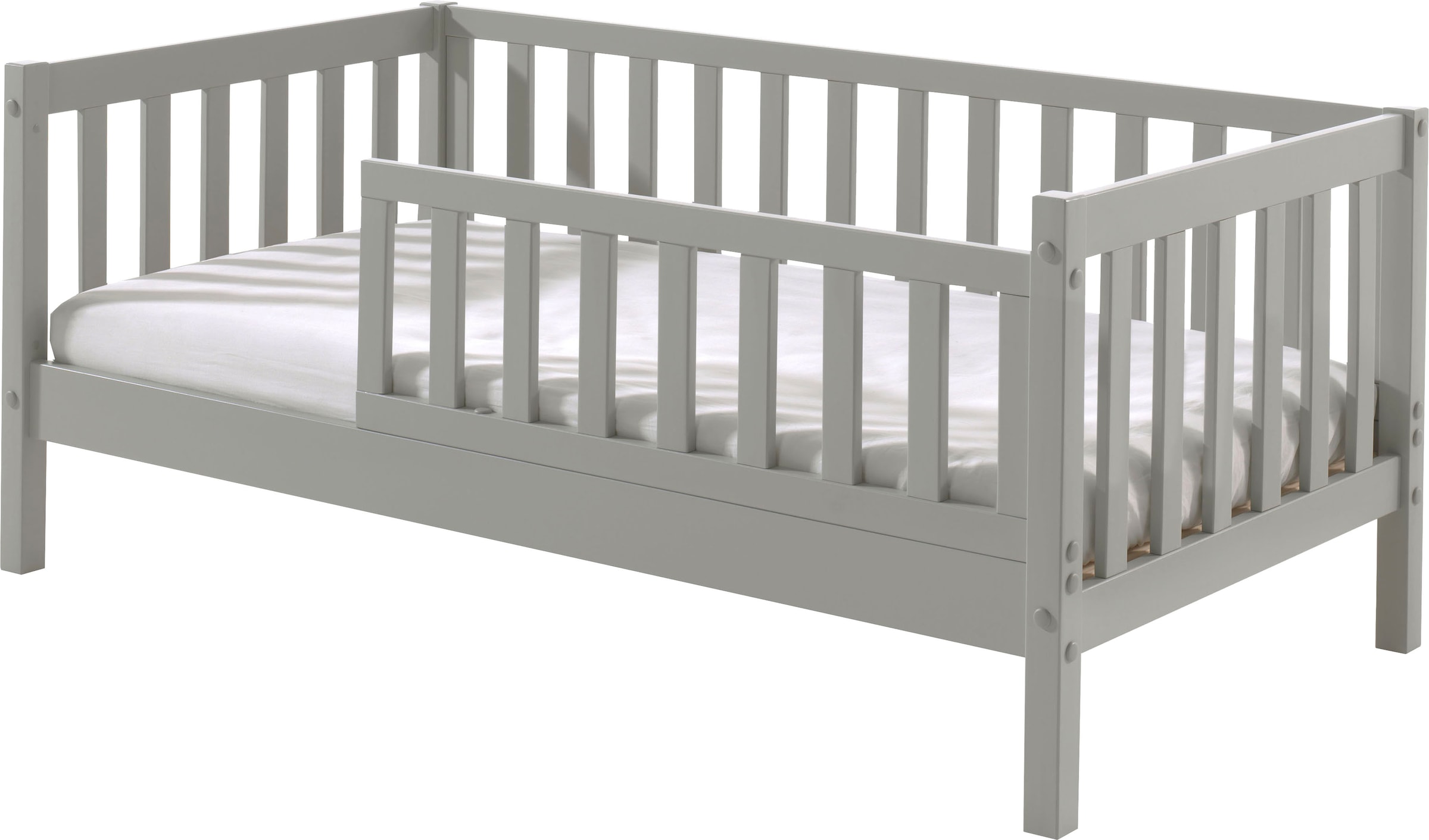 Vipack Lit d'enfant »Junior, Kiefermassiv mit umlaufenden Sprossengitter und Rolllattenrost« L/H/P env. 148x60x76 cm, avec entrée de lit basse,  au choix en 2 couleurs, avec ou sans tiroir