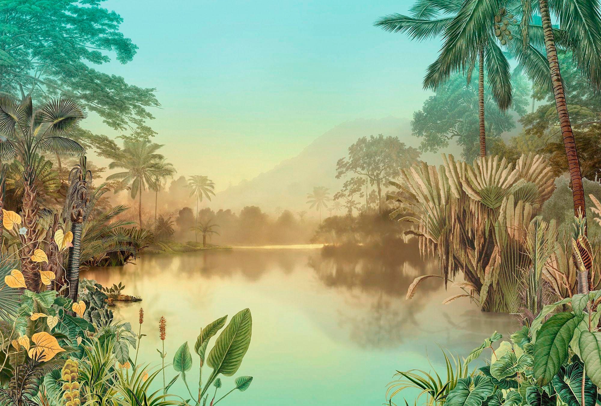 Image of Komar Vliestapete "Digitaldruck Vlies - Lac Tropical - Grösse 400 x 270 cm" bedruckt glatt Wohnzimmer, Schlafzimmer