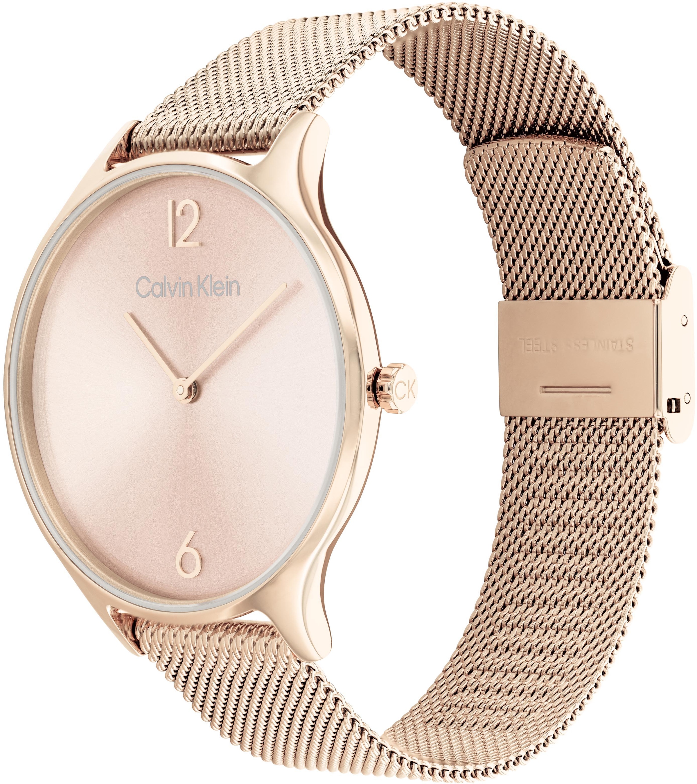 Calvin Klein Quarzuhr »Timeless 2H, 25200002«, Armbanduhr, Damenuhr, Mineralglas, Edelstahlarmband