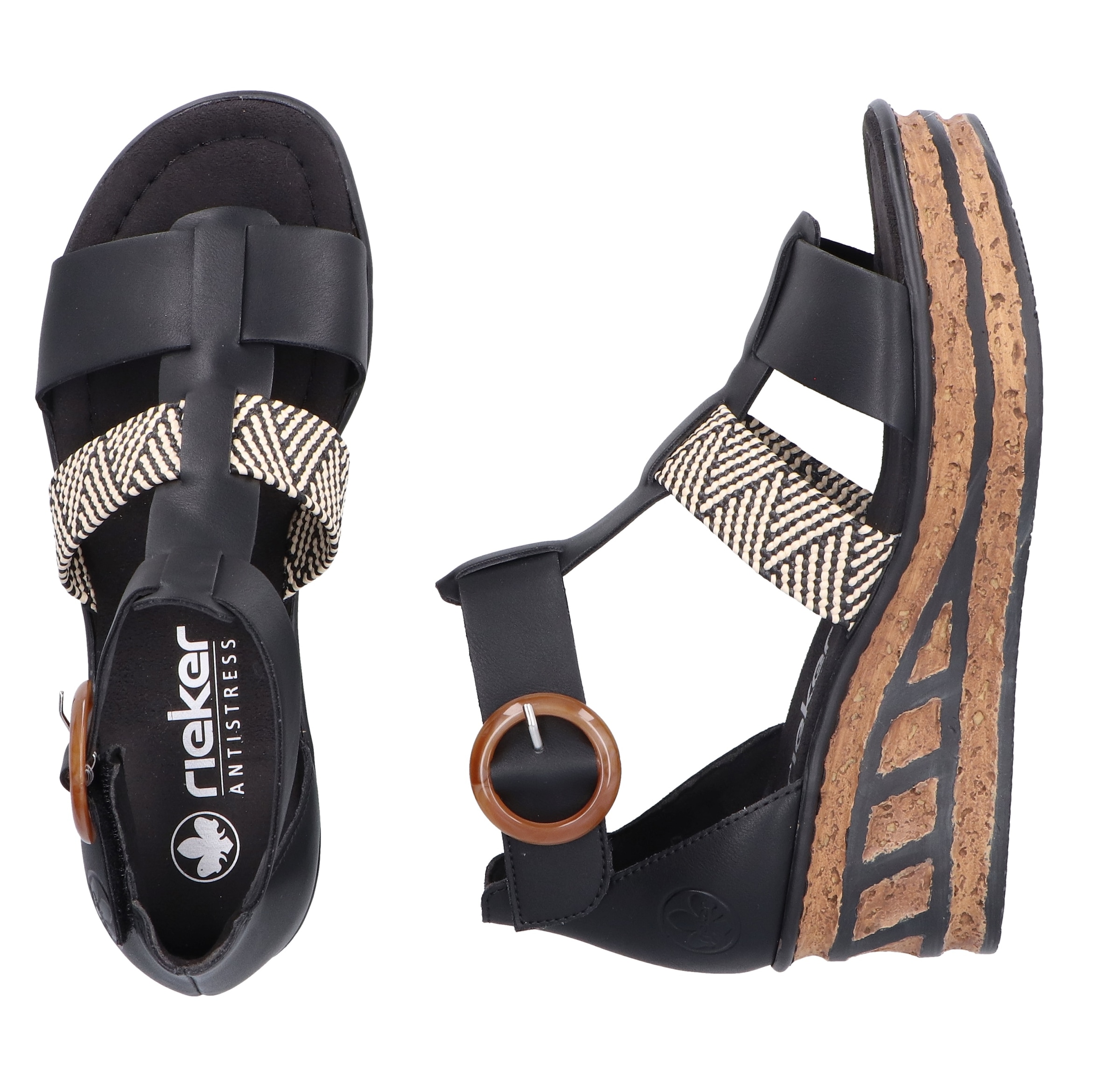 Rieker Sandales compensées  Sommerschuh, Plateausandalette, Sandale mit modischem 6 cm Keilabsatz