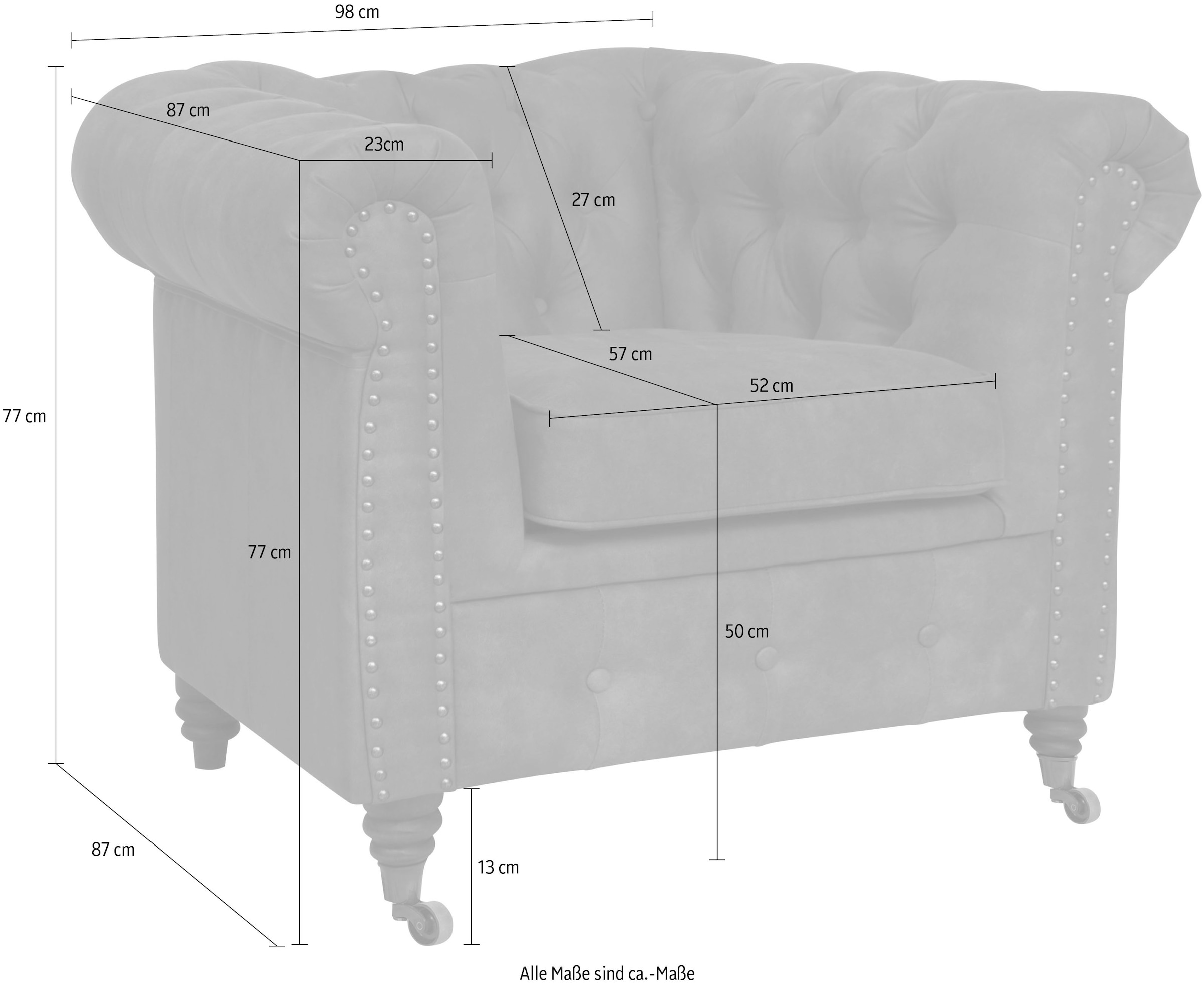 Home affaire Chesterfield-Sessel »Aarburg Sessel« aufwändige Knopfheftung und Ziernägel im Chesterfield-Design