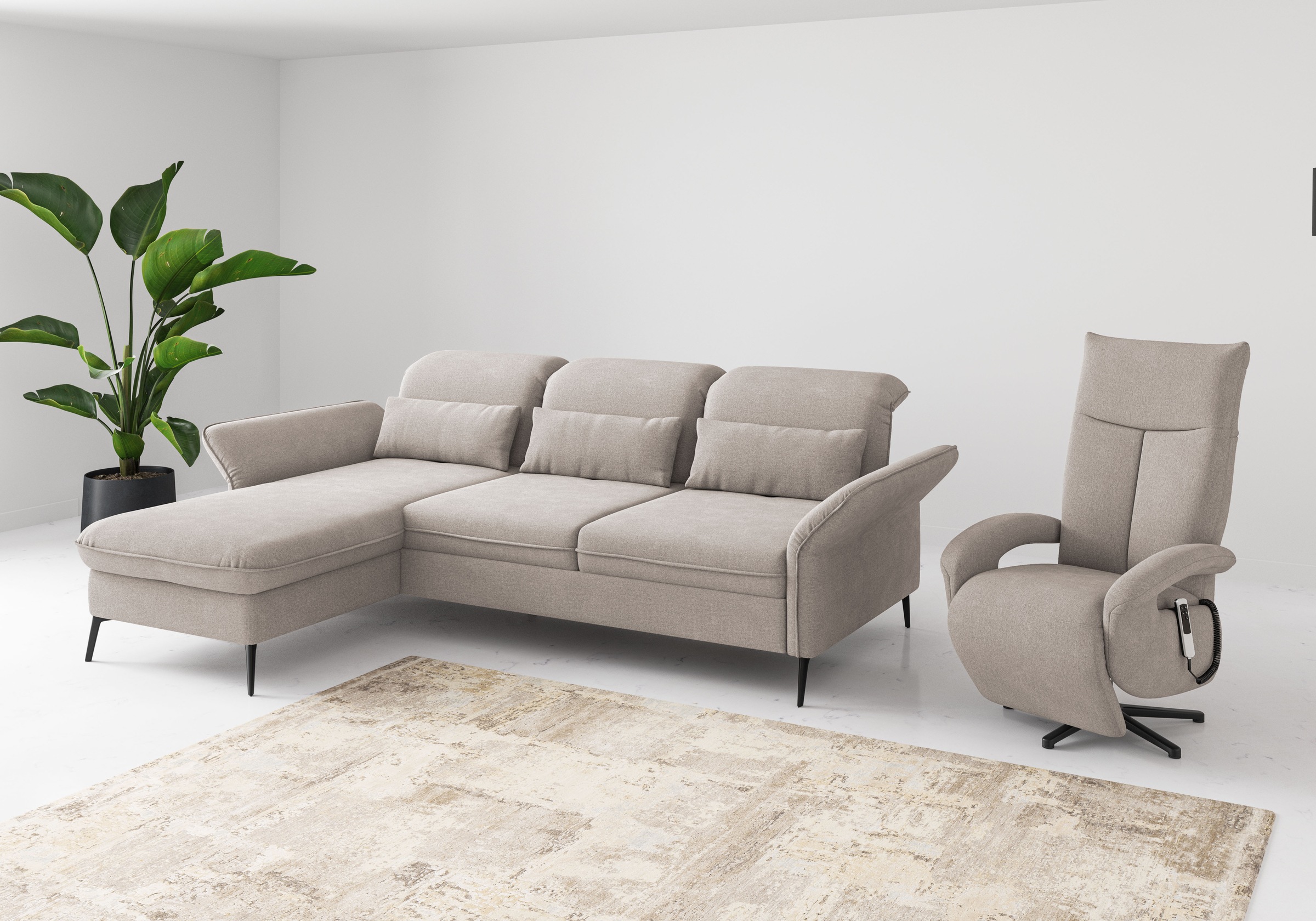 sit&more Ecksofa »Emely, inkl. Sitztiefenverstellung«, wahlweise mit Bettfunktion,Bettkasten,Kopf- & Armteilverstellung