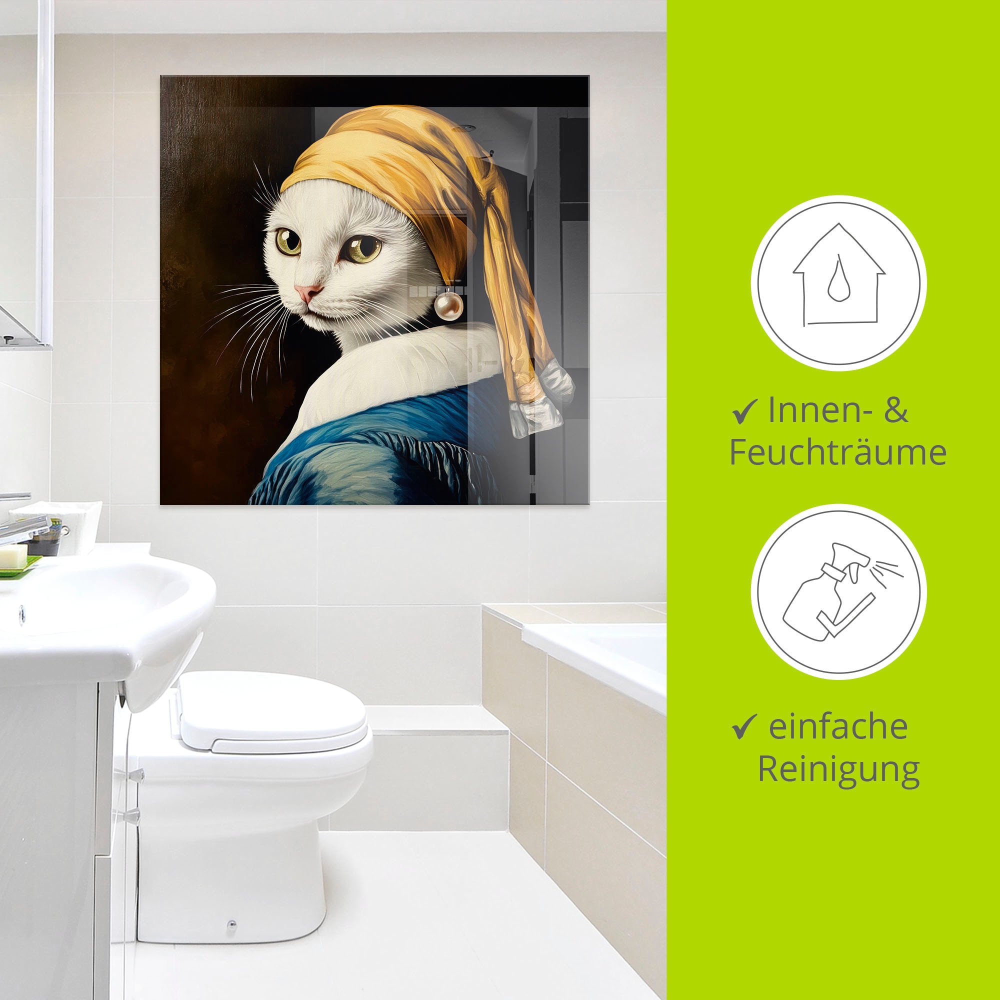 Artland Glasbild »Die Katze mit dem Perlenohrring« Animal Fantasy 1 Stk. tlg. in verschiedenen Grössen