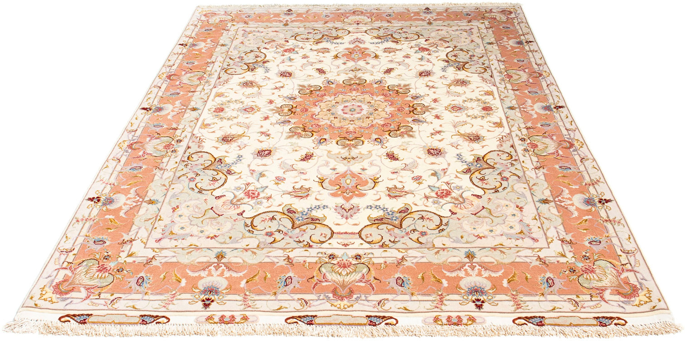 Image of morgenland Orientteppich »Perser - Täbriz - Royal - 205 x 152 cm - beige«, rechteckig, 7 mm Höhe, Wohnzimmer, Handgeknüpft, Einzelstück mit Zertifikat bei Ackermann Versand Schweiz
