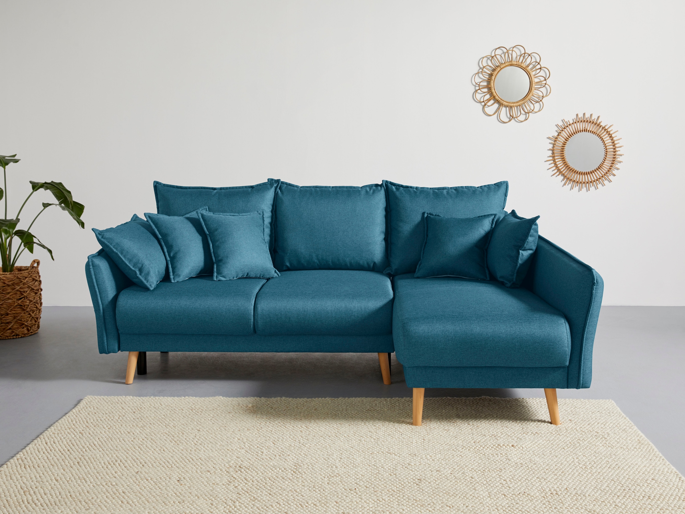 Image of Home affaire Ecksofa "Granbo L-Form, B: 240 cm" Bettfunktion, Bettkasten, Taschen & 5 Zierkissen, Federkern