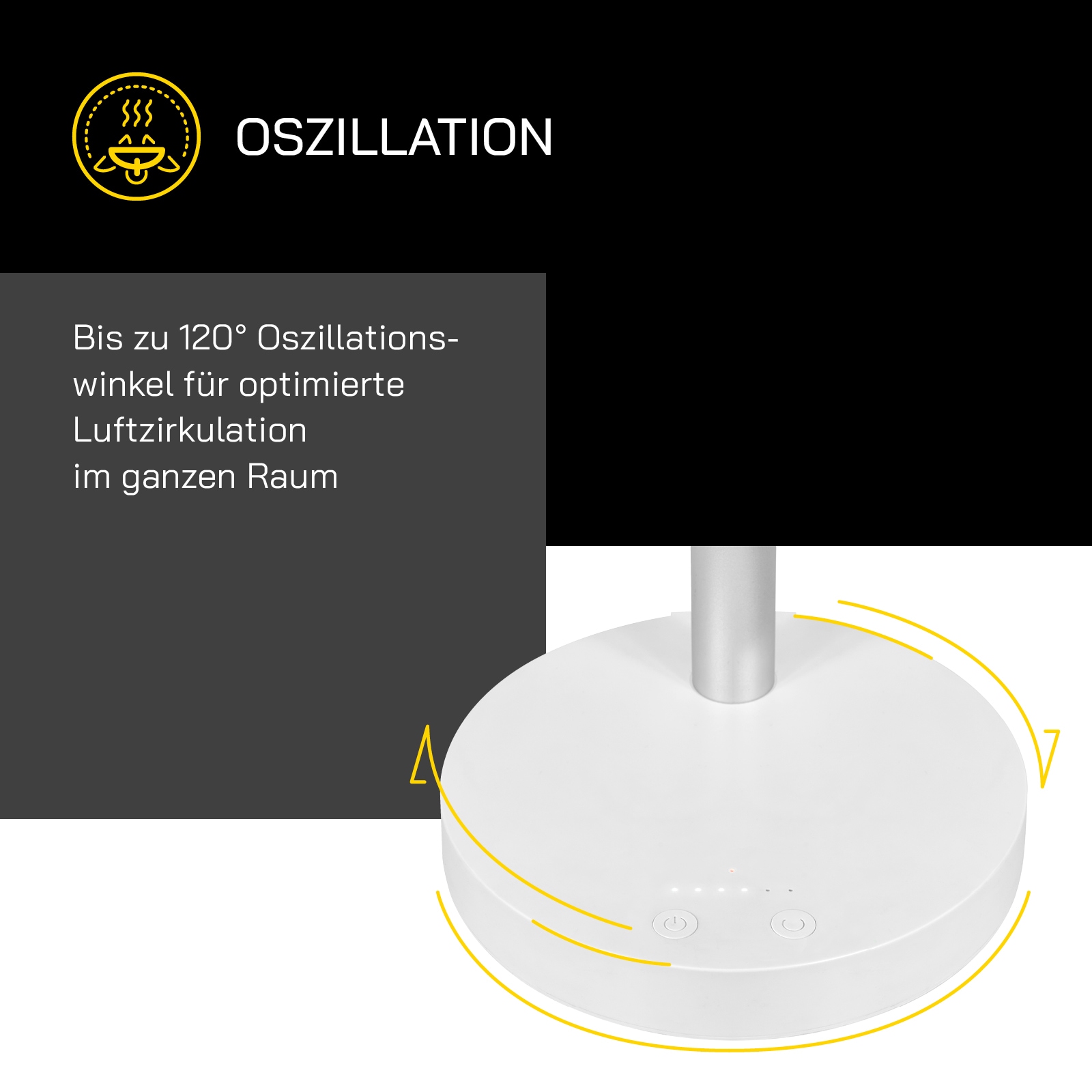 Gutfels Tischventilator »»VENTI 3020 R«« 20 cm Durchmesser bis zu 10 h Akkulaufzeit, Ø 20 cm, 4 Stufen, leise, modernes Design