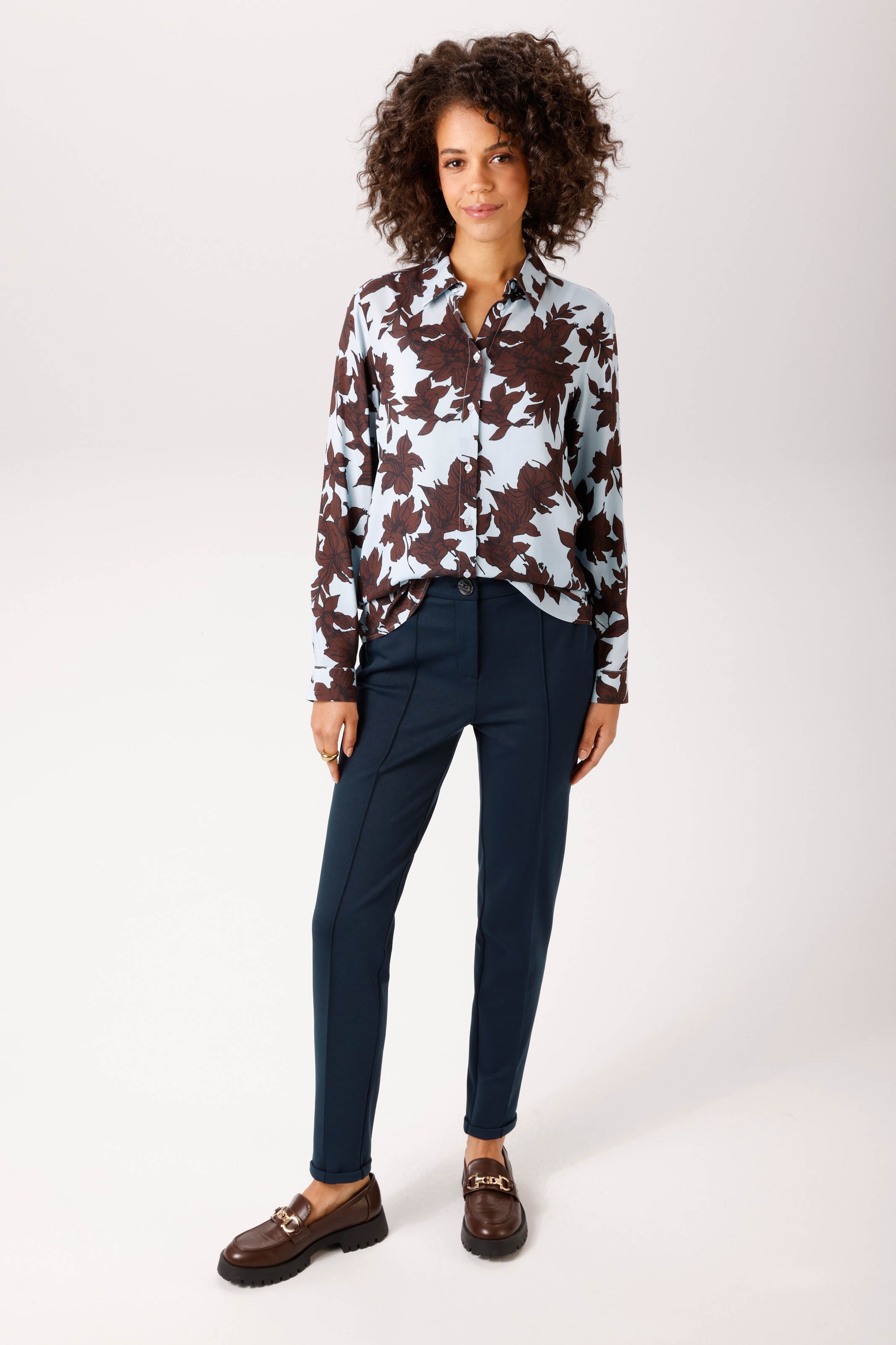 Aniston CASUAL Pantalon en jersey  décoré de plis couchés