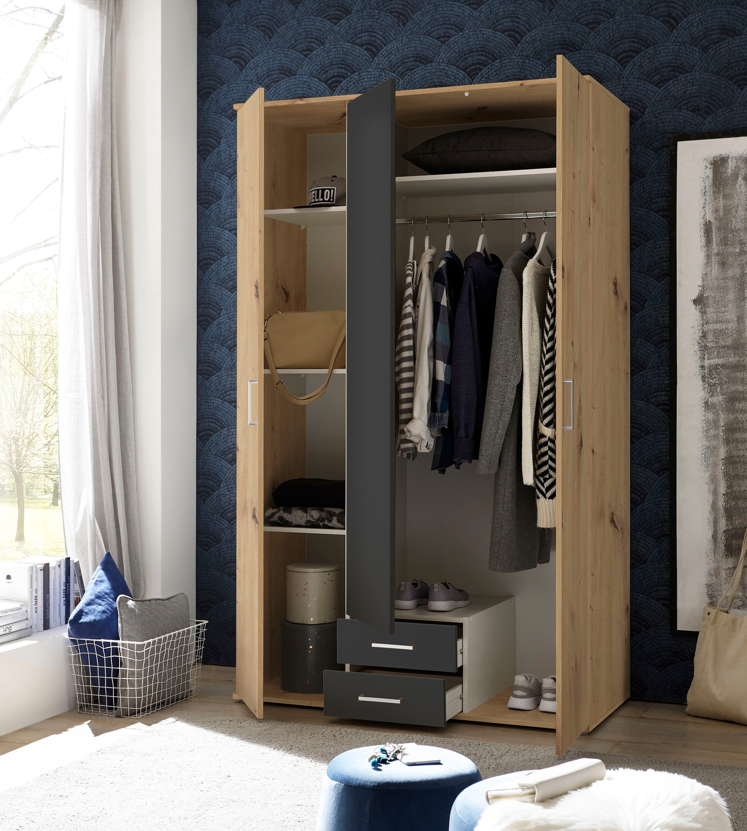 Schlafkontor Armoires à vêtements »Marburg Bestseller Schrank Garderobe mit Schubladen« Schlafzimmerschrank in Top Qualität , in 2 Breiten
