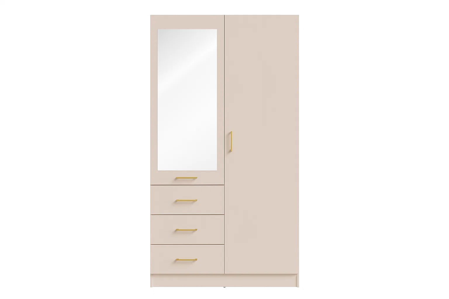 Home affaire Armoires à vêtements »KOS Garderobe mit 3 Schubladen, Kleiderstange und Spiegel« Kleiderschrank mit 2 Türen, goldenen Griffen, Masse B/H/T 101/200/58 cm