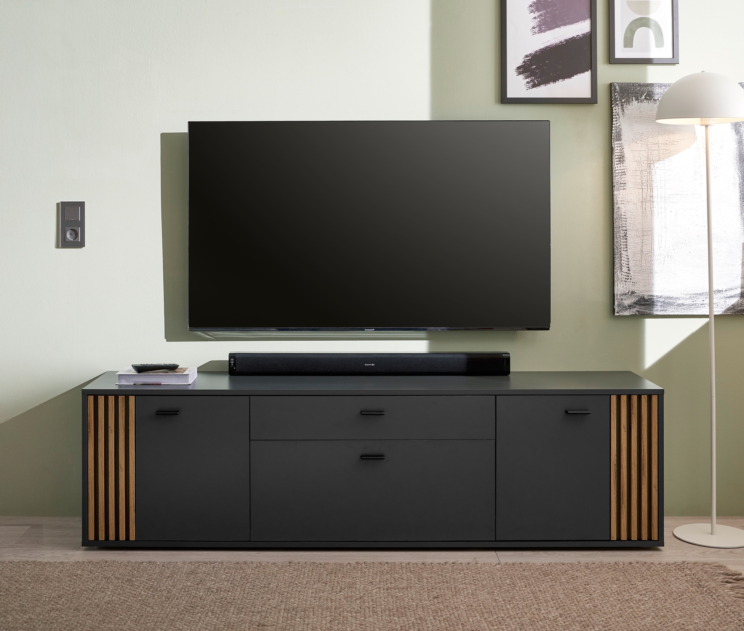 Image of HBZ Lowboard "Dublin TV-Schrank, BxHxT 180x50x38cm" 1 Stk. tlg. Breite 180cm, Softclose, Metallgriffe