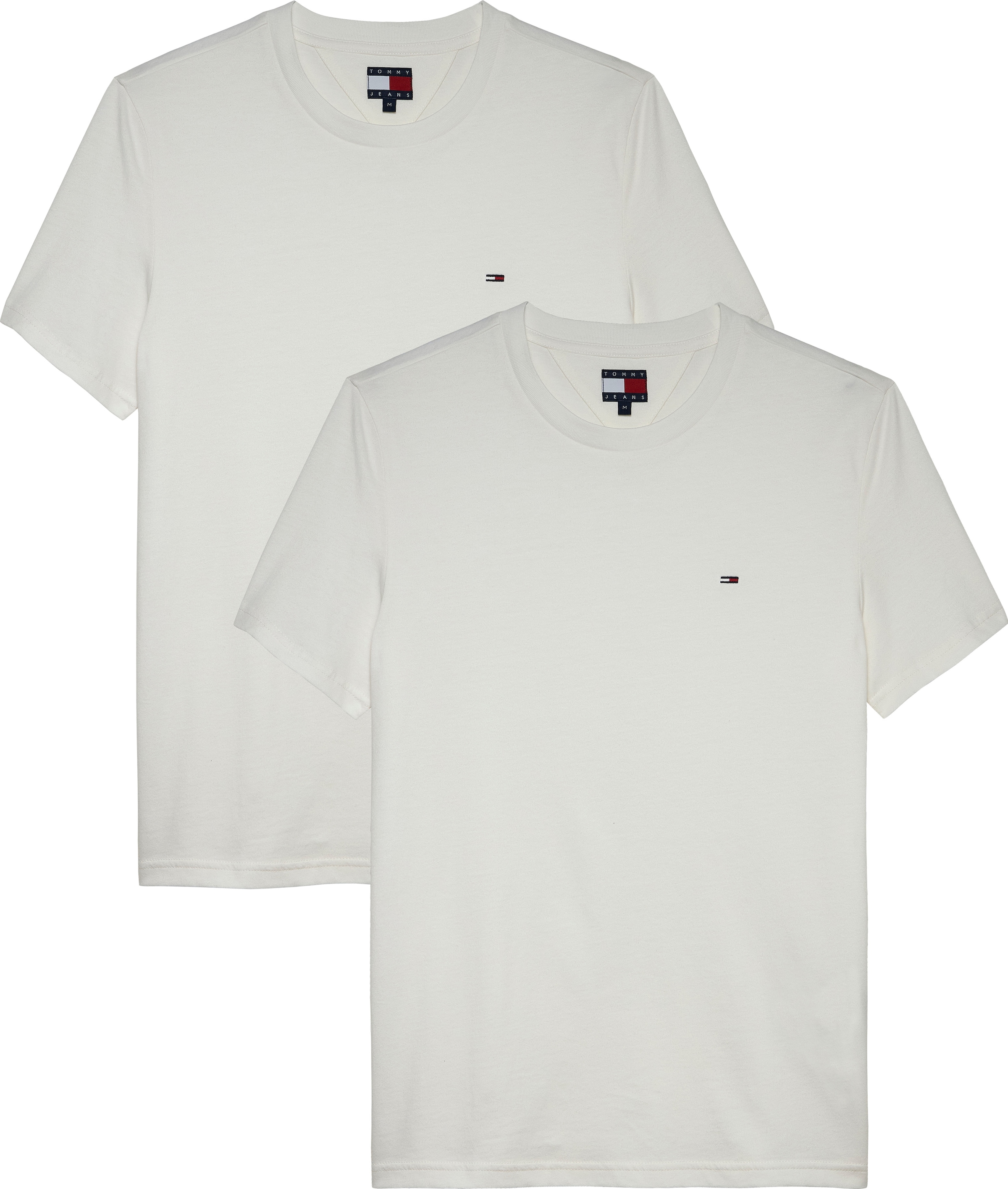 Tommy Jeans Shirt à col rond »TJM XSLIM 2PACK JERSEY TEE EXT« Paquet, pack de 2,  broderie logo, lot de 2