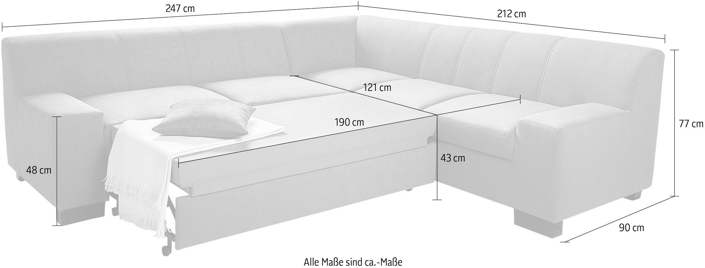 DOMO collection Ecksofa »Norma Top, elegant und modern, flache Armlehnen, L-Form«, wahlweise mit Bettfunktion