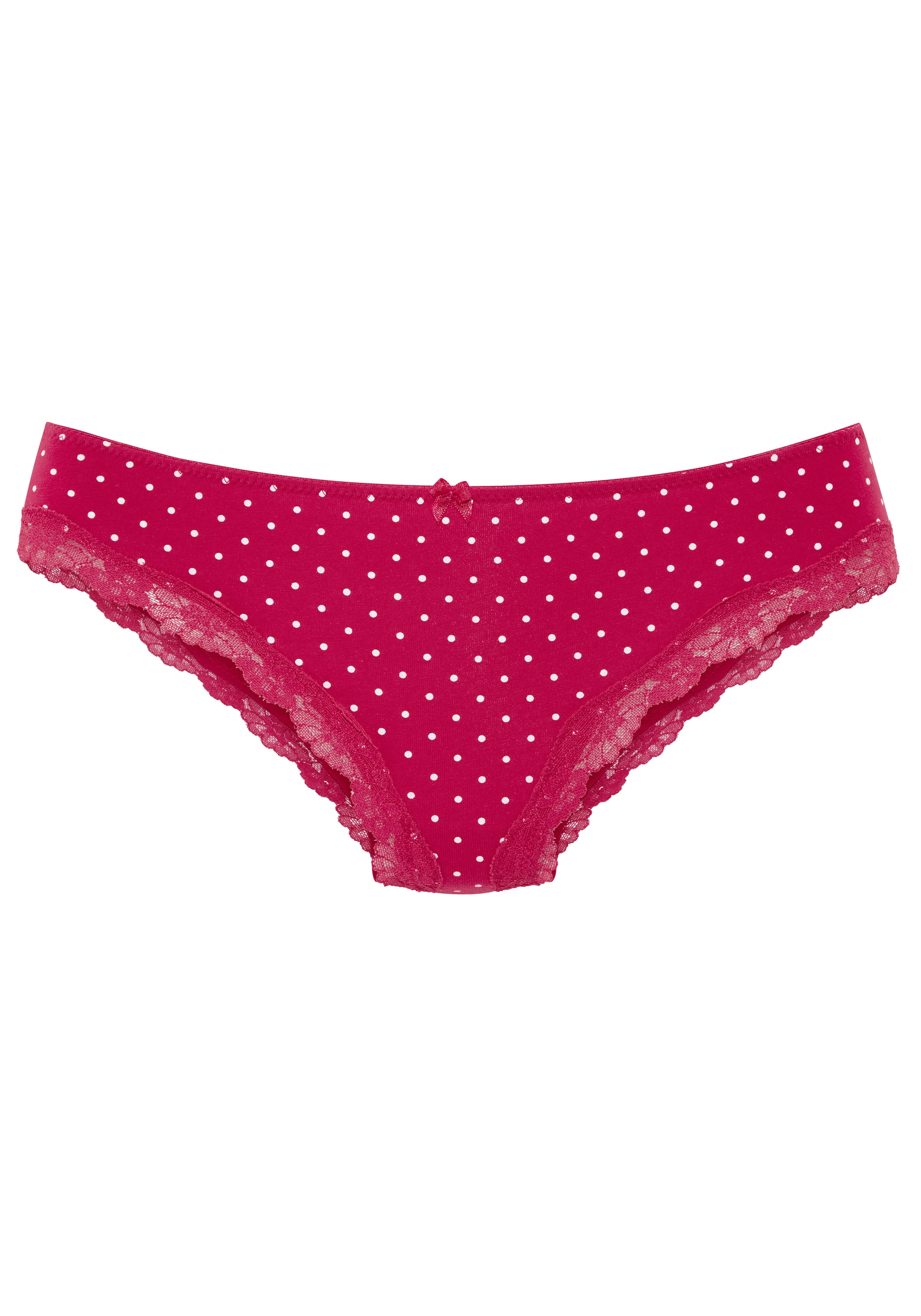 LASCANA Slip brésilien 3er-Pack,  aus elastischer Baumwolle mit zarter Spitze