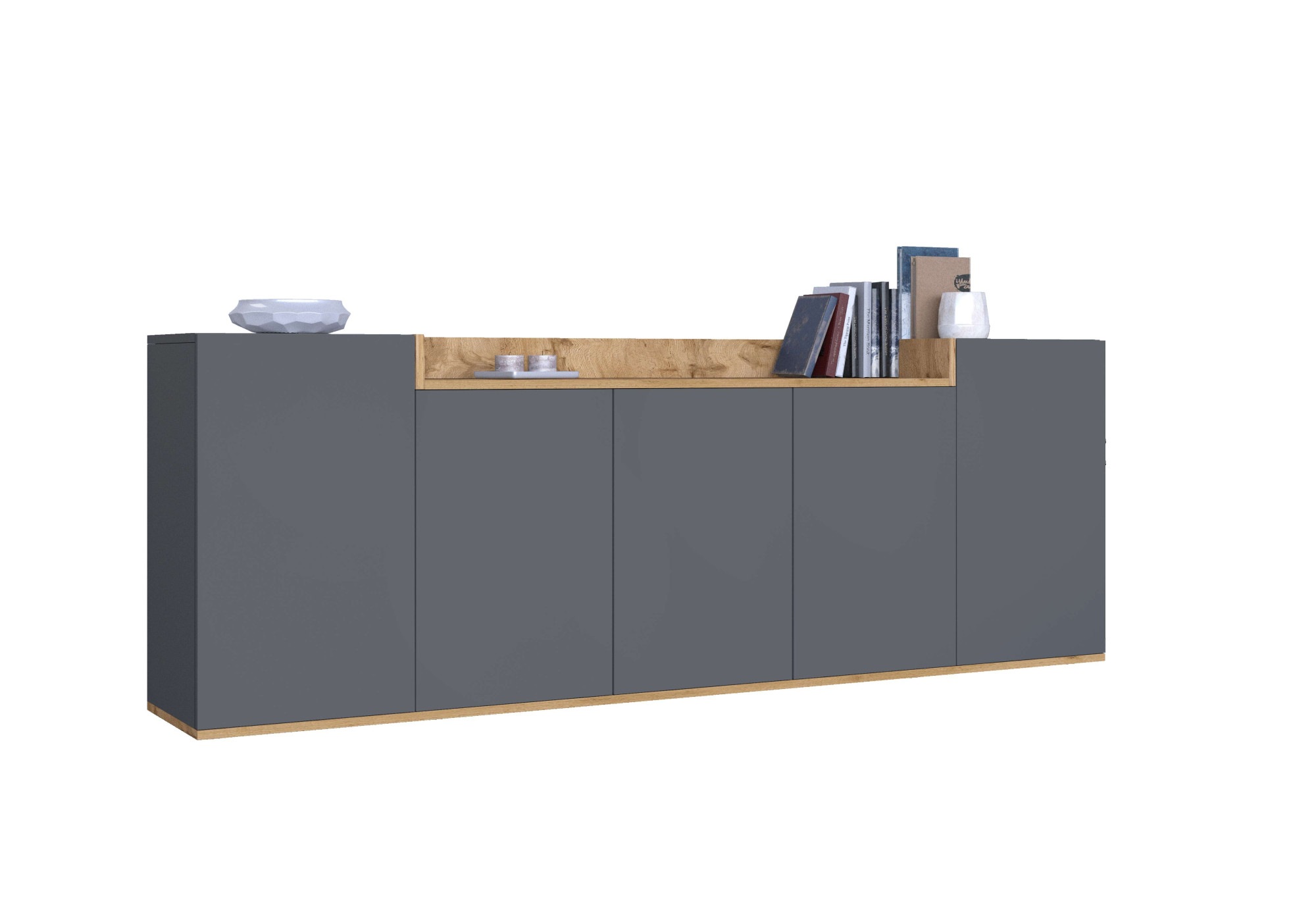 Image of GOODproduct Sideboard "BOLSENA, Kommode, Schrank,Lowboard mit 8 Fächer und offenes Ablagefach" 1 Stk. tlg. stehend/hängend montierbar, Made in Italy, B/T/H: 200 × 35 × 71,2 cm