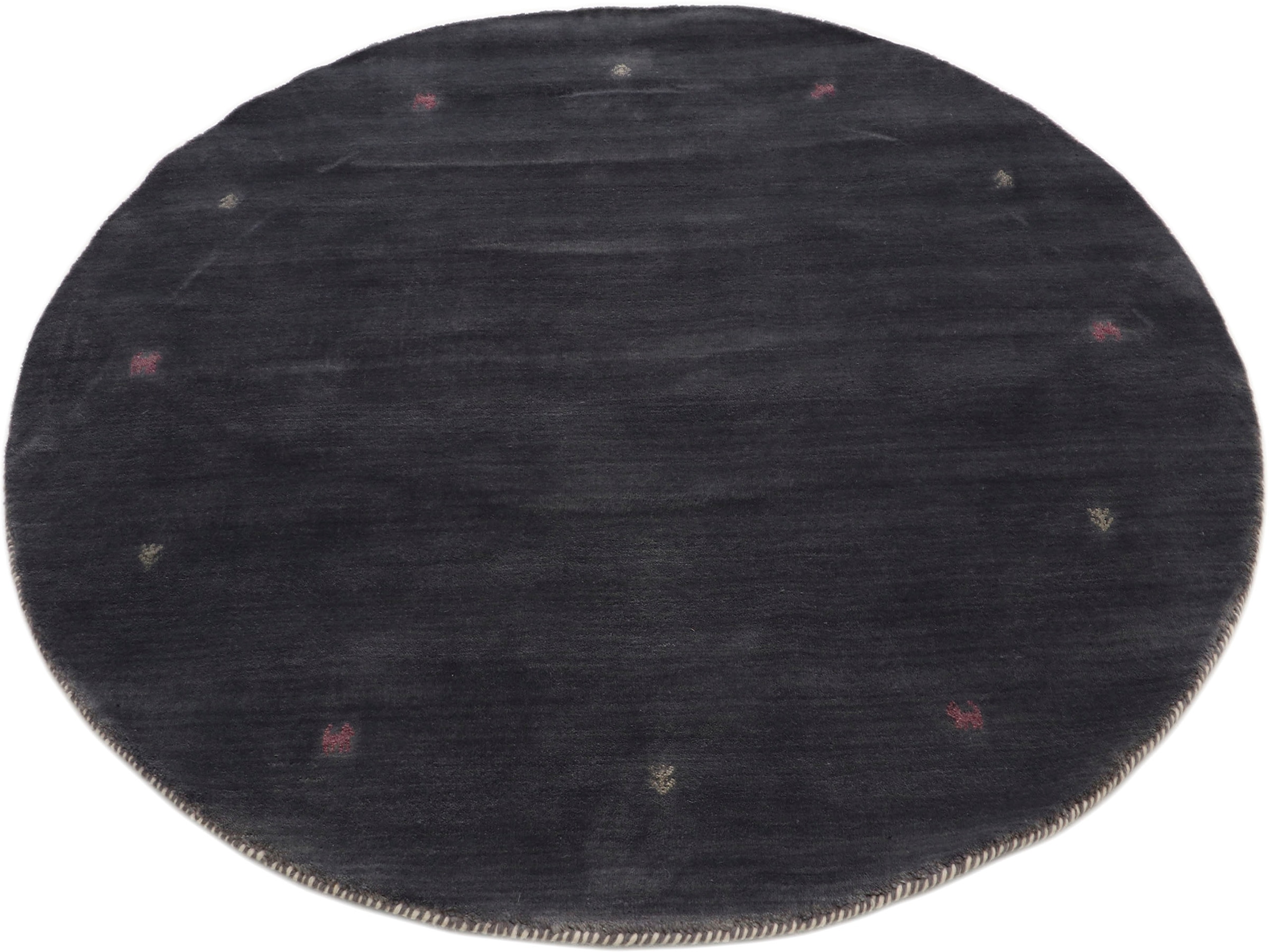 carpetfine Wollteppich »Gabbeh Uni«, rund, 15 mm Höhe, reine Wolle handgewebt, Gabbeh Tiermotiv warmes Raumklima viele Grössen