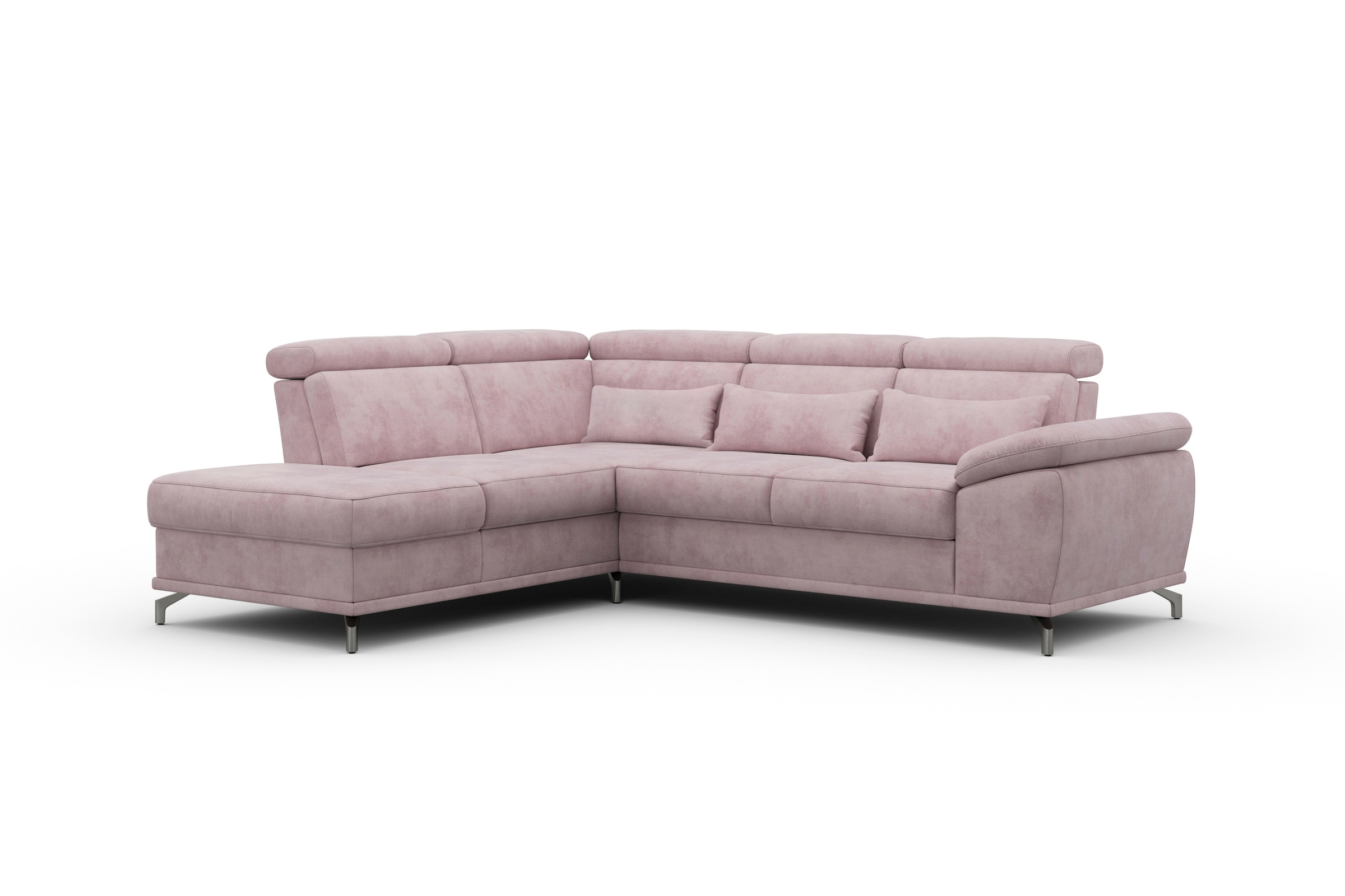 sit&more Ecksofa »Cabrio L-Form, mit Sitztiefenverstellung, Arm- und Kopfteilverstellung«, 3 Nierenkissen, Federkern, optional Bettfunktion und Stauraum