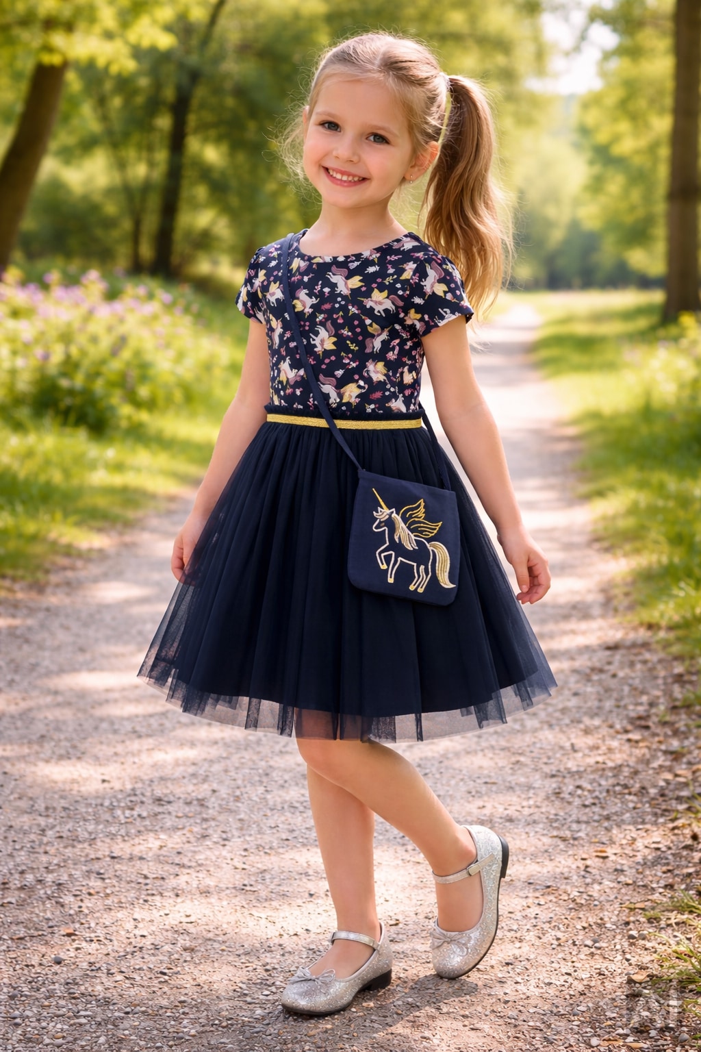 happy girls Robe d'été Ensemble, 2 pièces tlg. mit aufgesetztem Tüllrock und abnehmbarer Umhängetasche