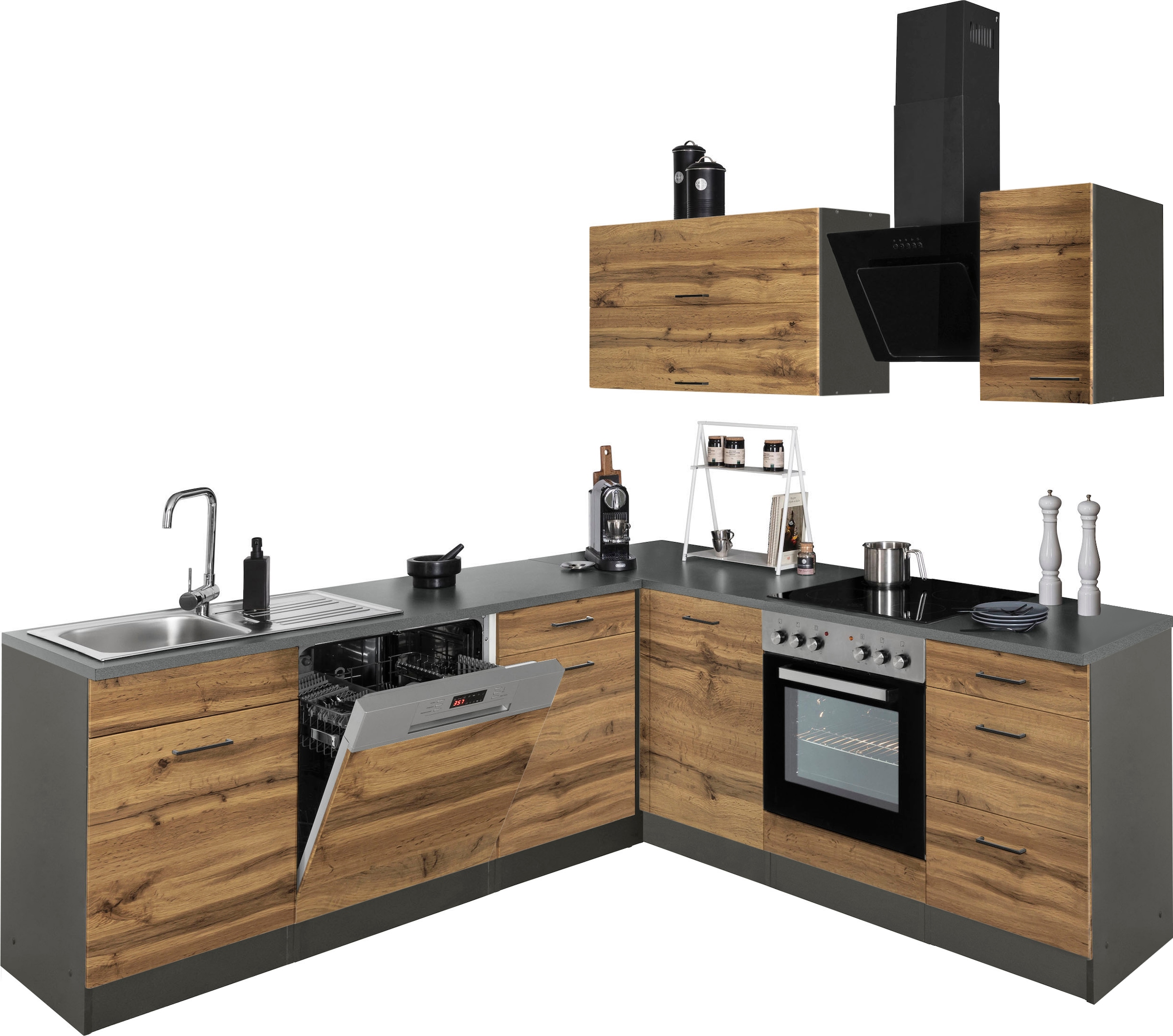 KOCHSTATION Winkelküche »KS-Trier« ohne E-Geräte, Stellbreite 220/220 cm