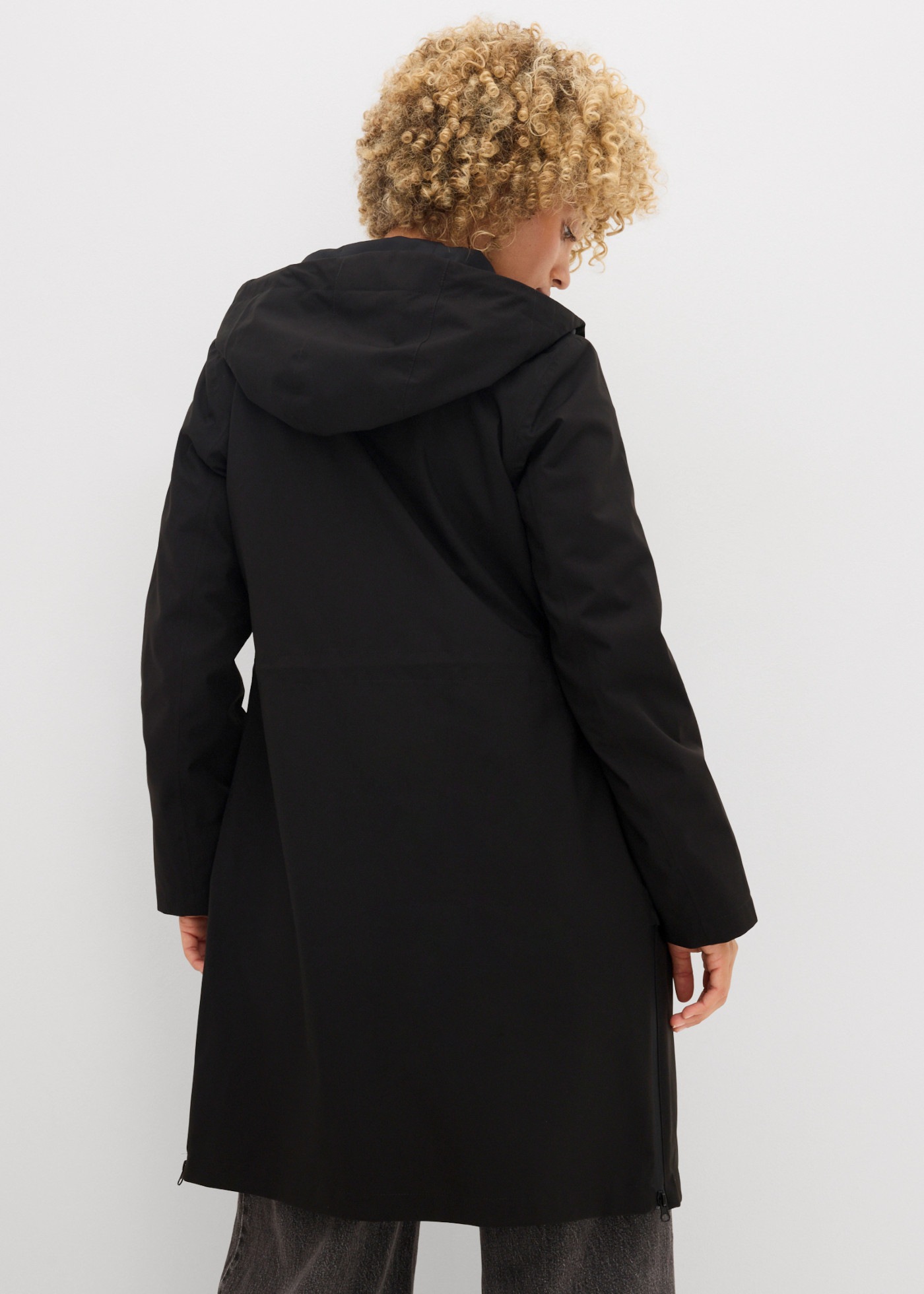bonprix Regenmantel wasserdichter Kurzmantel, Langarm-Ausführung, aus Polyester, Loose Fit