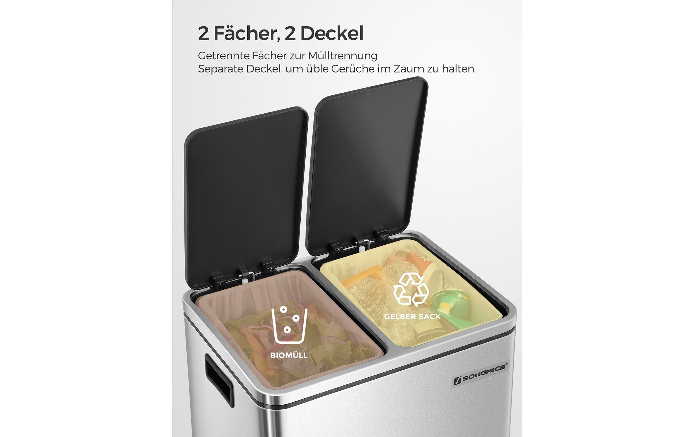 SONGMICS Mülleimer »30 l«, 2 Behälter